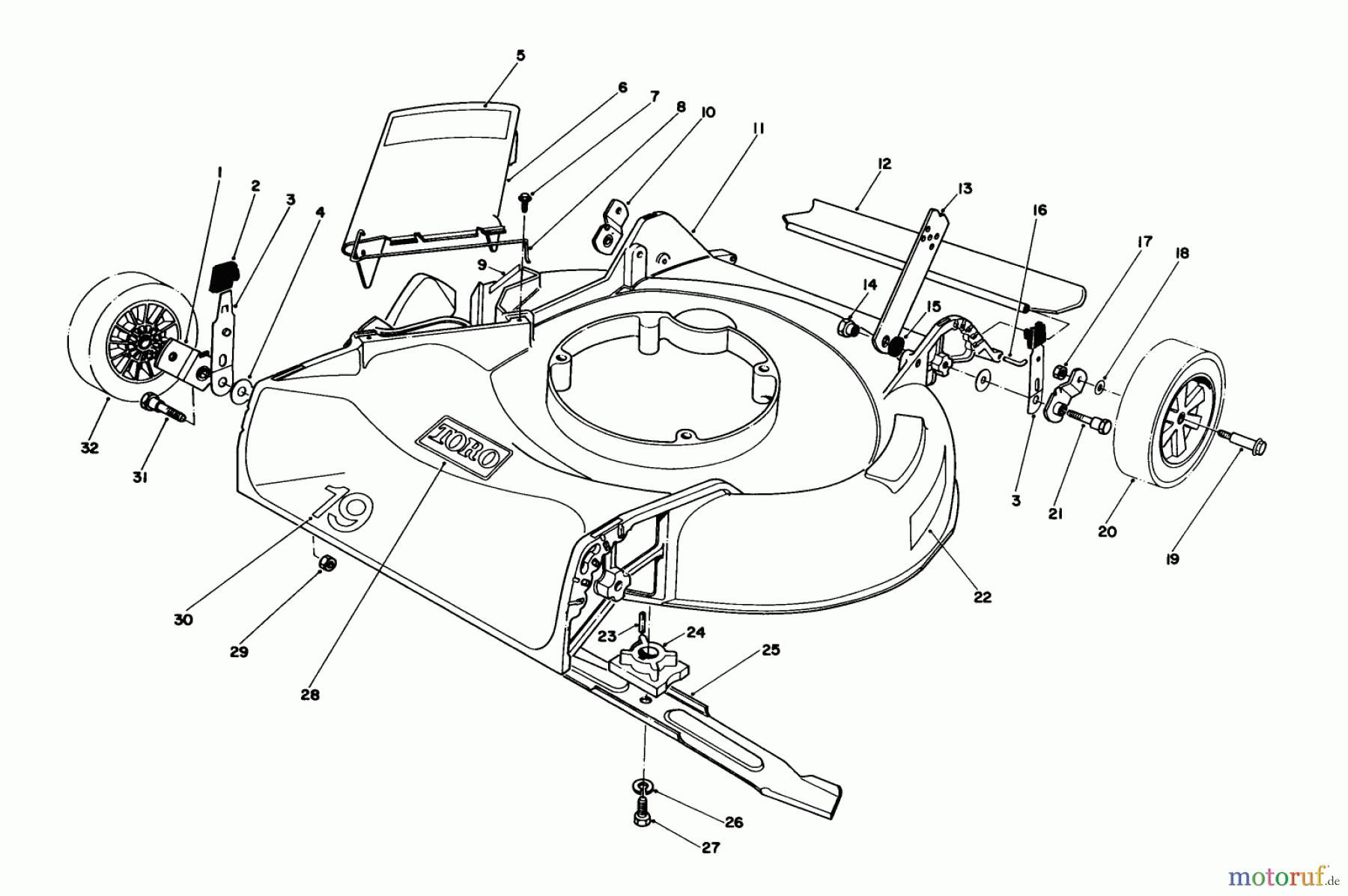 Toro Neu Mowers, Walk-Behind Seite 1 16325 - Toro Lawnmower, 1983 (3000001-3999999) HOUSING ASSEMBLY