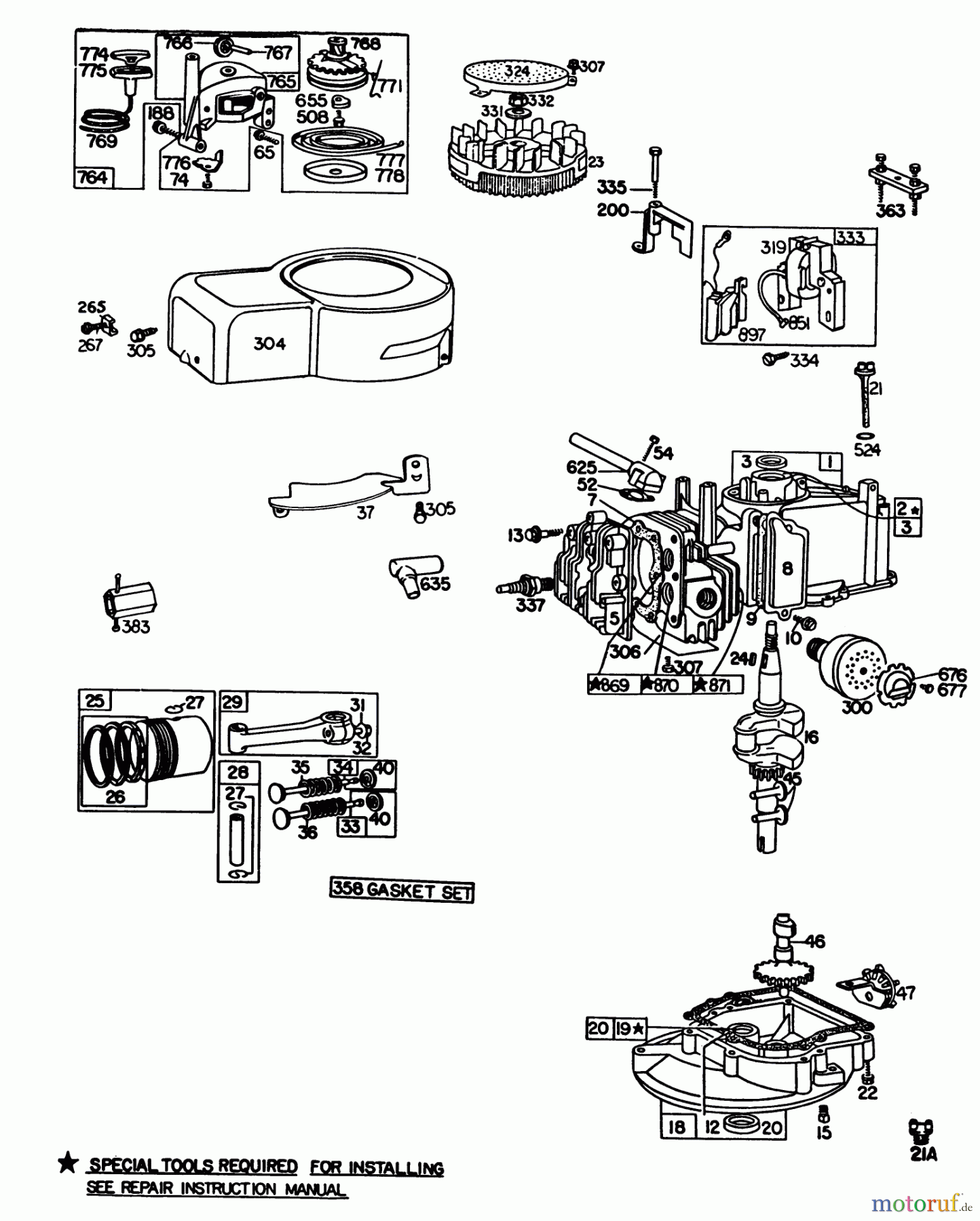 Toro Neu Mowers, Walk-Behind Seite 1 16330 - Toro Lawnmower, 1984 (4000001-4999999) ENGINE BRIGGS & STRATTON MODEL 92908-5205-01 #1