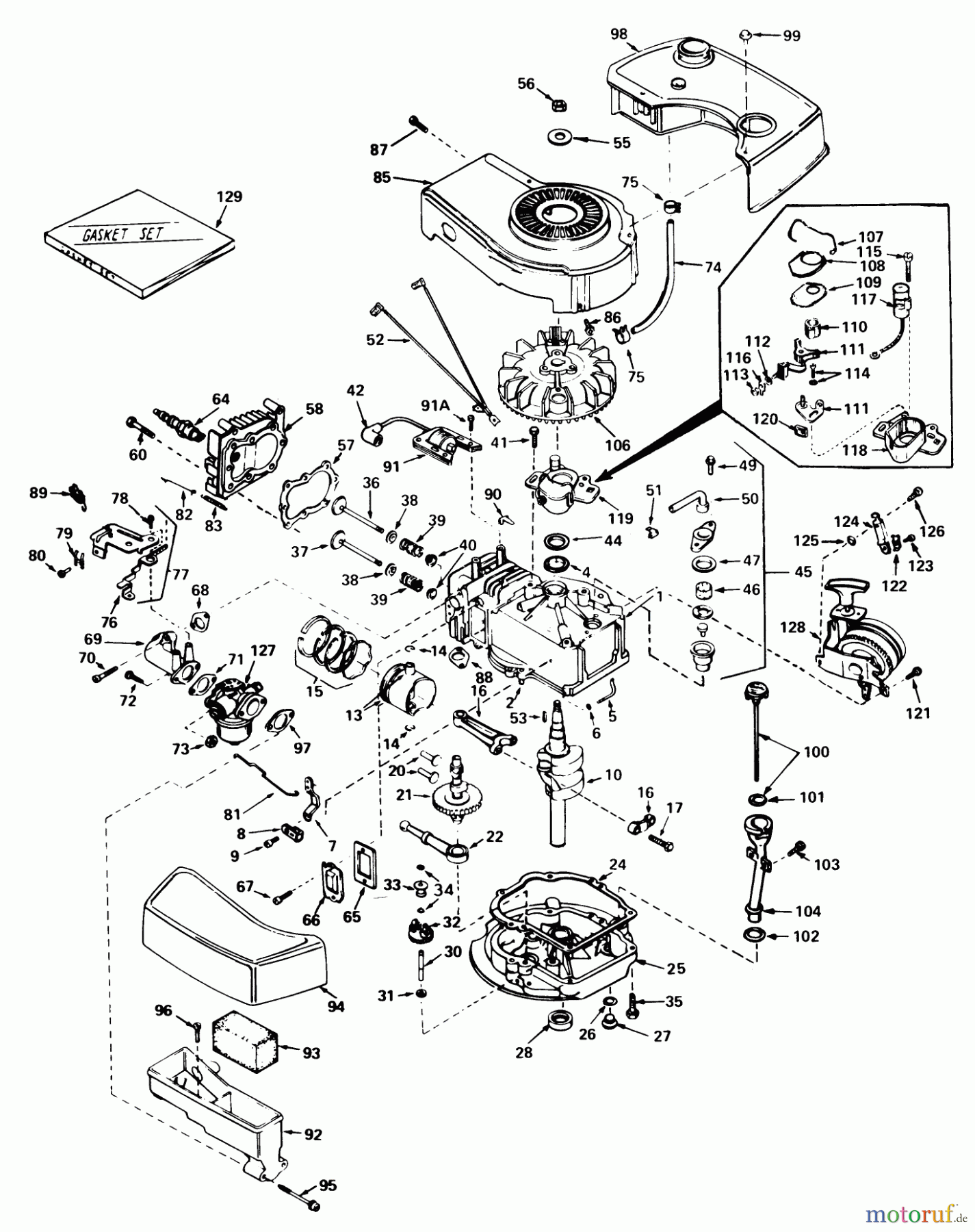 Toro Neu Mowers, Walk-Behind Seite 1 16380 - Toro Whirlwind II Lawnmower, 1979 (9000001-9999999) CARBURETOR NO. 632050