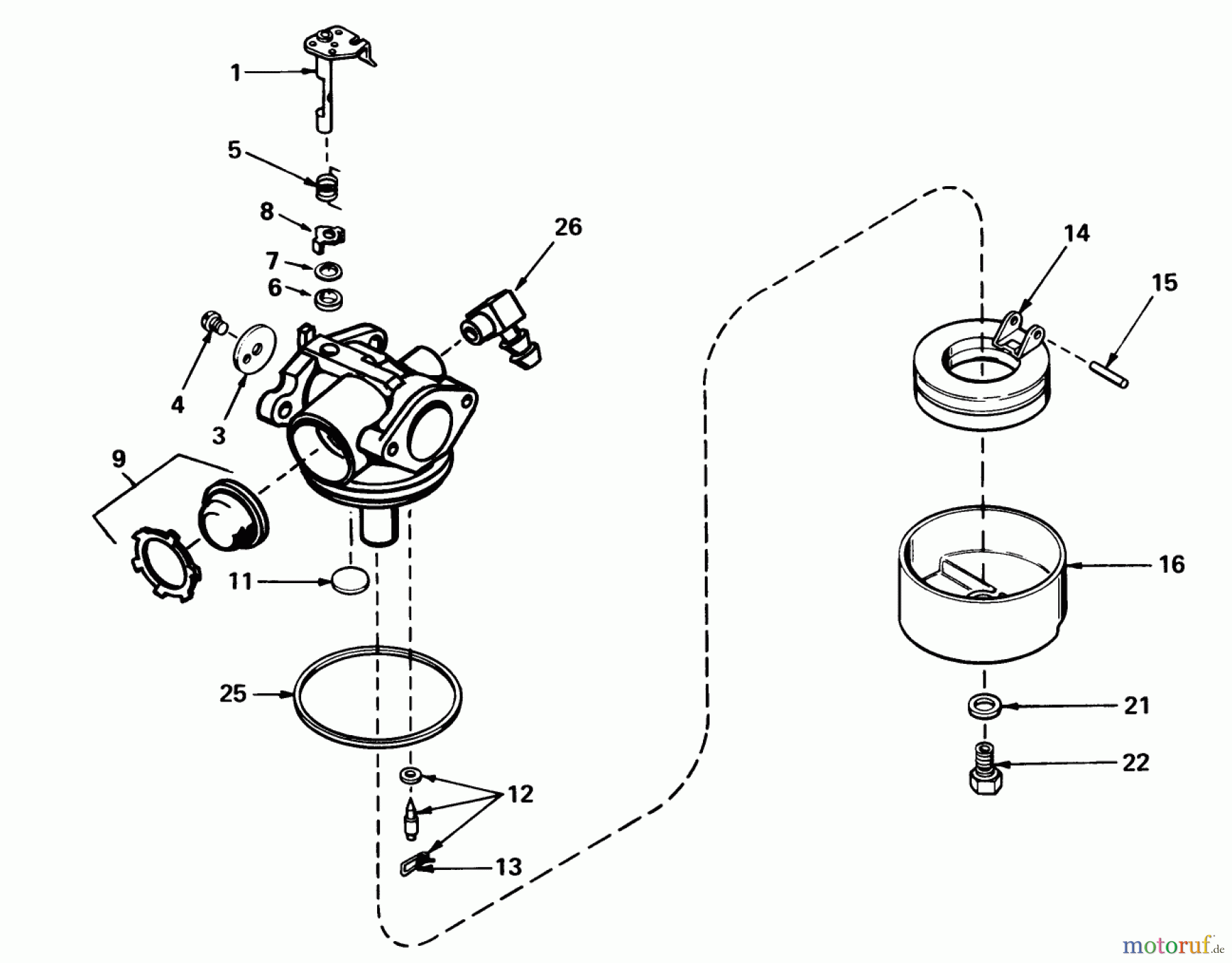 Toro Neu Mowers, Walk-Behind Seite 1 16380 - Toro Whirlwind II Lawnmower, 1980 (0000001-0999999) CARBURETOR NO. 632050