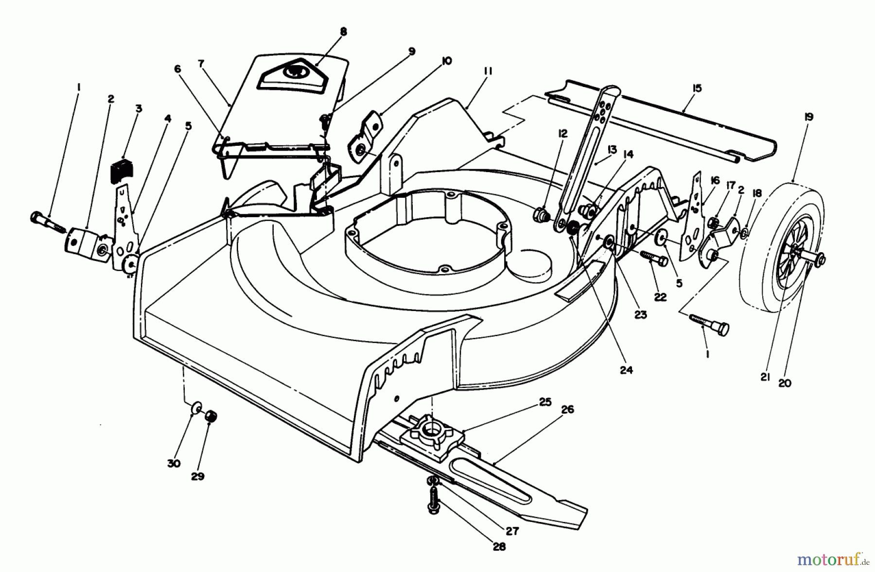  Toro Neu Mowers, Walk-Behind Seite 1 16400 - Toro Lawnmower, 1991 (1000001-1999999) HOUSING ASSEMBLY