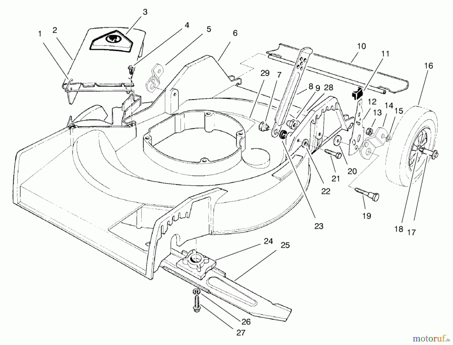  Toro Neu Mowers, Walk-Behind Seite 1 16401 (SD-21S) - Toro Side Discharge Mower, SD-21S, 1998 (890000001-899999999) HOUSING ASSEMBLY