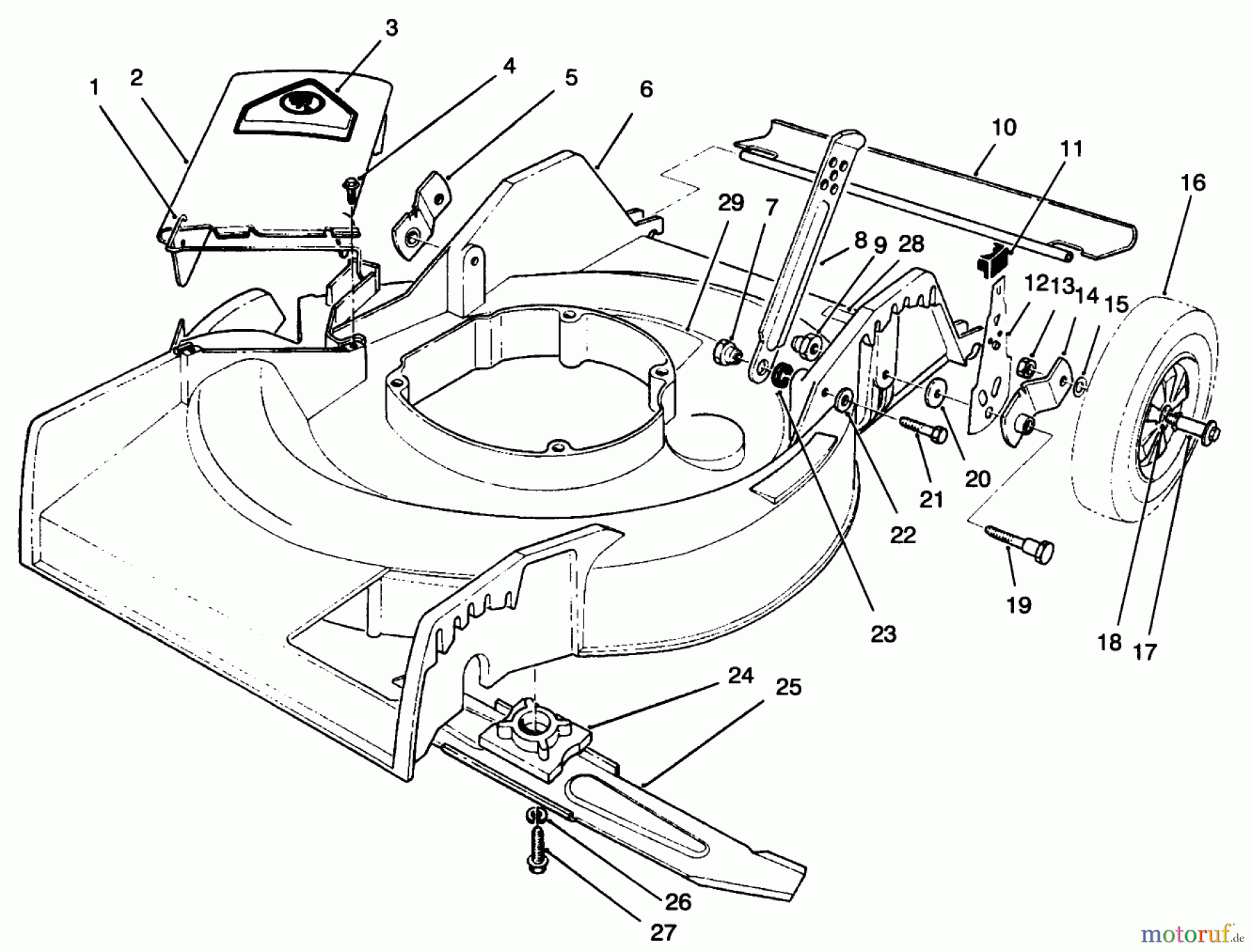 Toro Neu Mowers, Walk-Behind Seite 1 16401 - Toro Side Discharge Mower, 1996 (6900001-6999999) HOUSING ASSEMBLY
