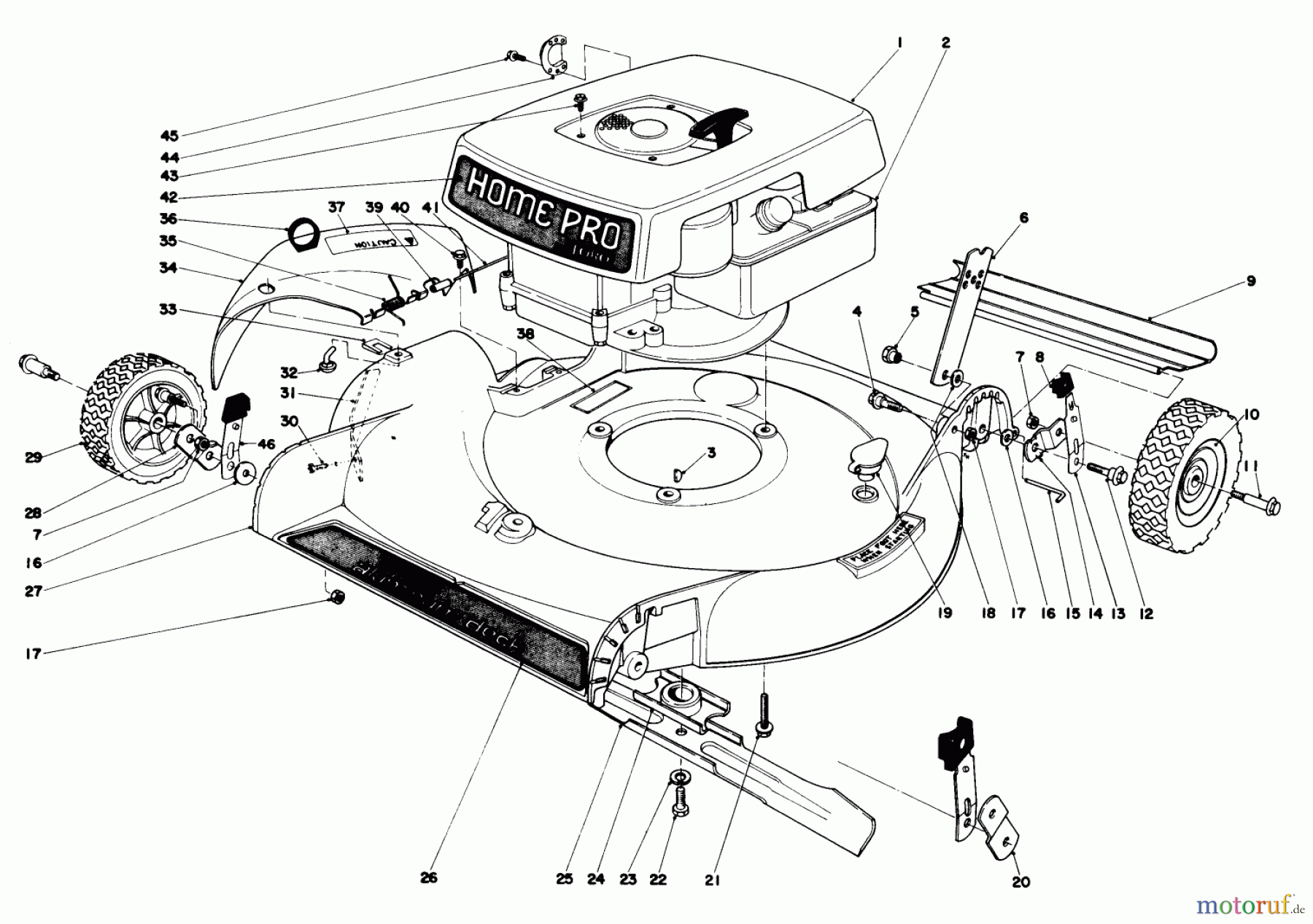  Toro Neu Mowers, Walk-Behind Seite 1 16550 - Toro Lawnmower, 1978 (8000001-8999999) HOUSING AND ENGINE ASSEMBLY