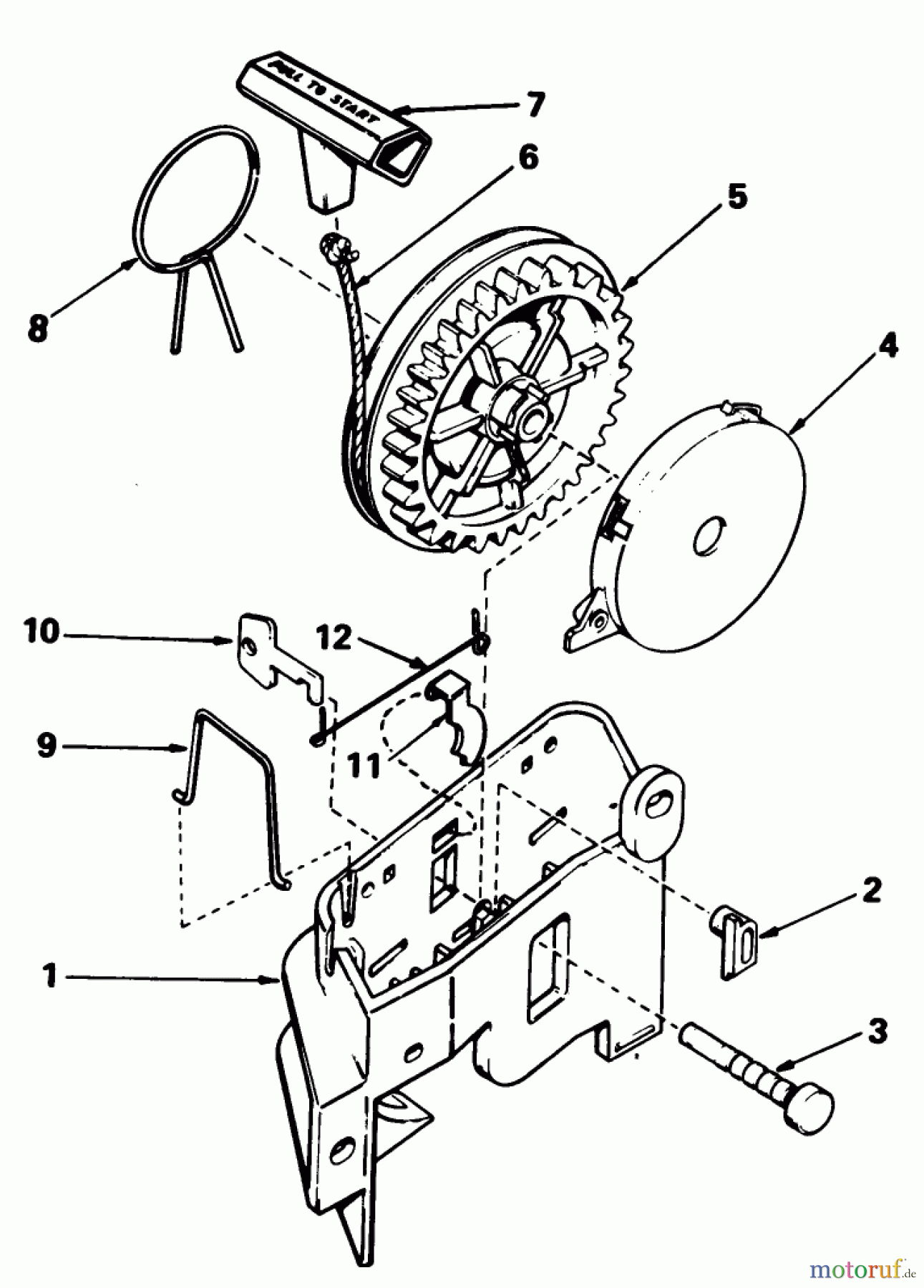  Toro Neu Mowers, Walk-Behind Seite 1 16570 - Toro Lawnmower, 1983 (3000001-3999999) STARTER ASSEMBLY NO. 590532