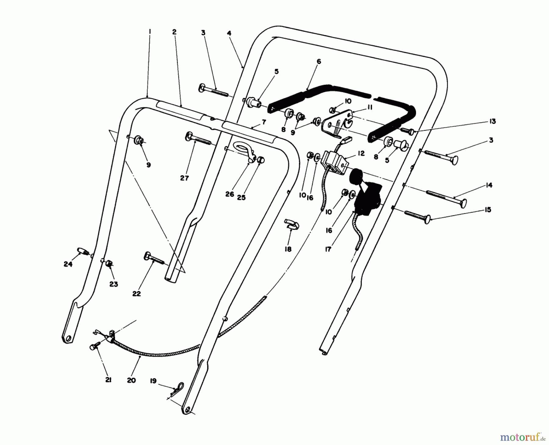 Toro Neu Mowers, Walk-Behind Seite 1 16575 - Toro Lawnmower, 1984 (4000001-4999999) HANDLE ASSEMBLY