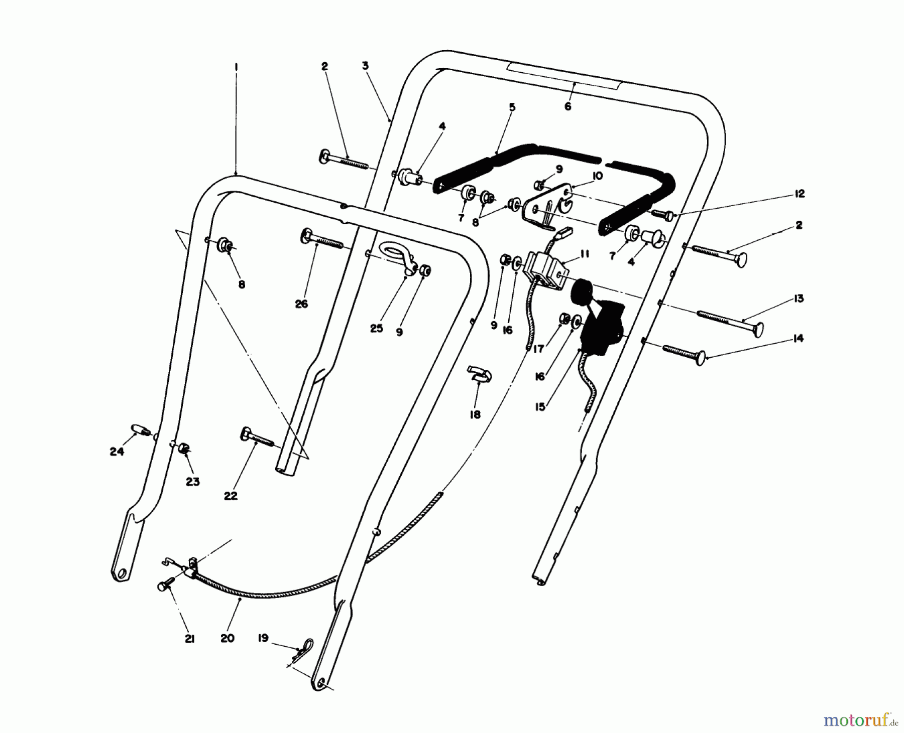  Toro Neu Mowers, Walk-Behind Seite 1 16575 - Toro Lawnmower, 1986 (6000001-6999999) HANDLE ASSEMBLY