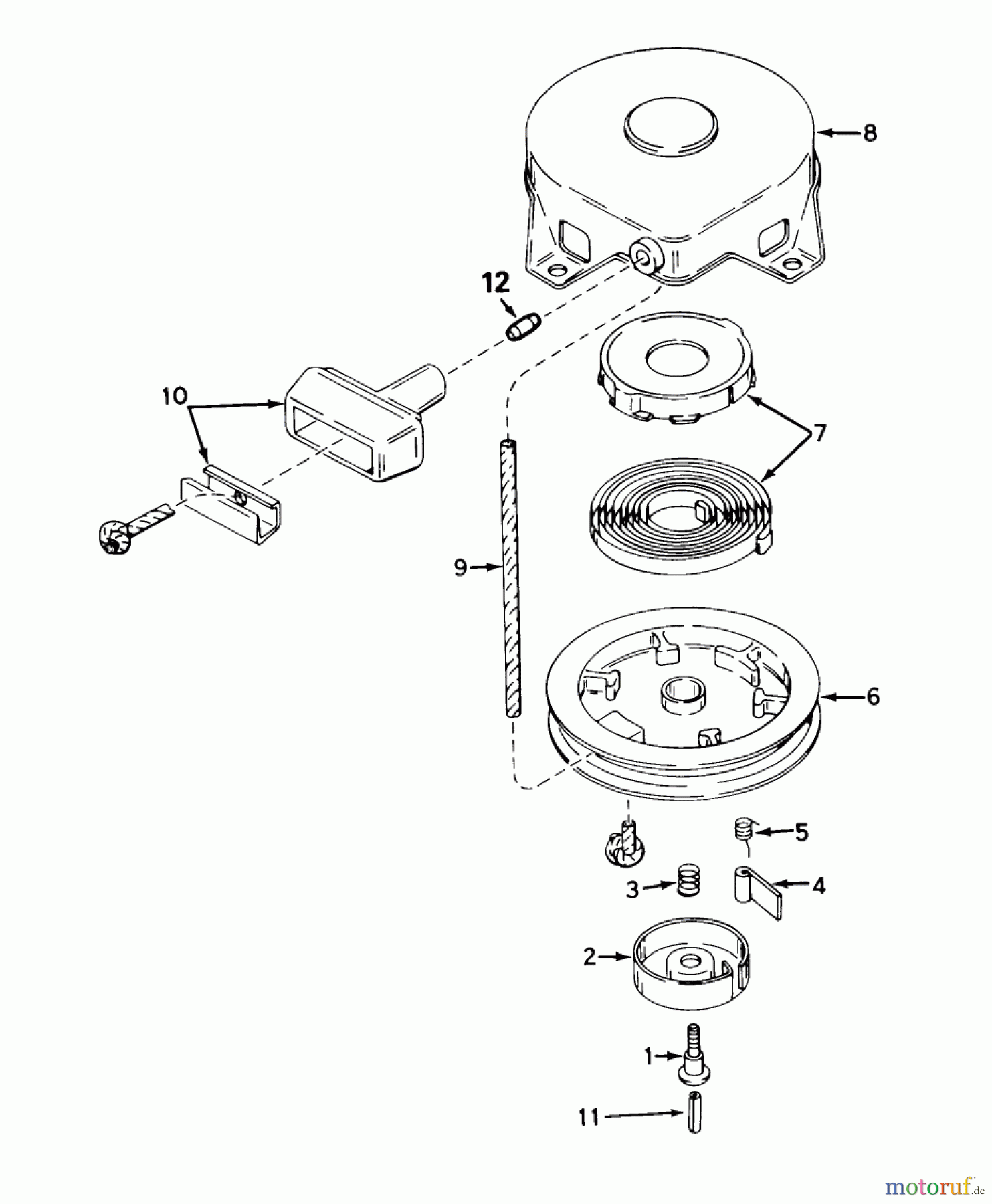  Toro Neu Mowers, Walk-Behind Seite 1 16575 - Toro Lawnmower, 1986 (6000001-6999999) REWIND STARTER NO. 590420A