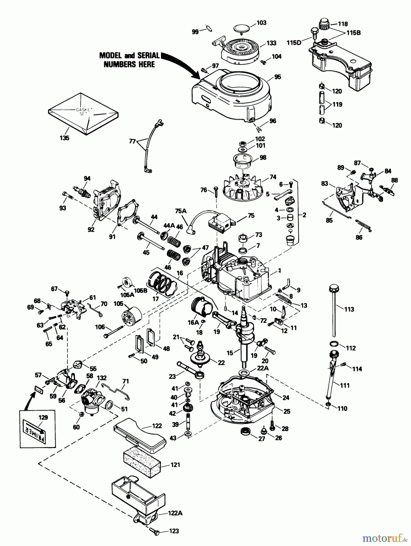  Toro Neu Mowers, Walk-Behind Seite 1 16576 - Toro Lawnmower, 1990 (0000001-0999999) ENGINE TECUMSEH MODEL NO. TVS100-44021B