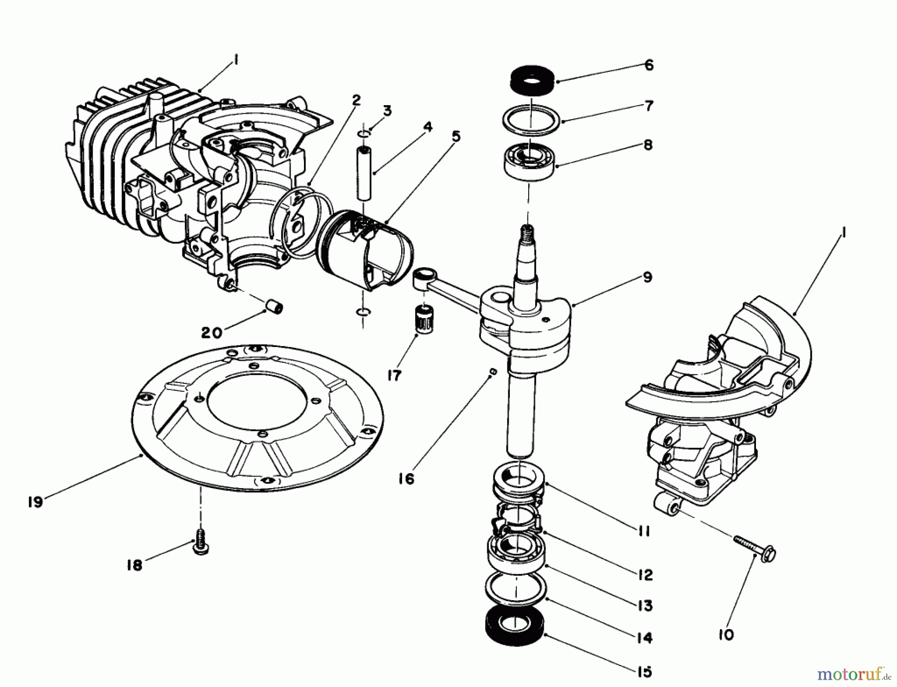  Toro Neu Mowers, Walk-Behind Seite 1 16585 - Toro Lawnmower, 1986 (6000001-6999999) CRANKSHAFT ASSEMBLY ENGINE 47PE-4 (USED ON UNITS WITH SERIAL NO.6000101-6002073) ENGINE 47PF-5 (USED ON UNITS WITH SERIAL NO. 60