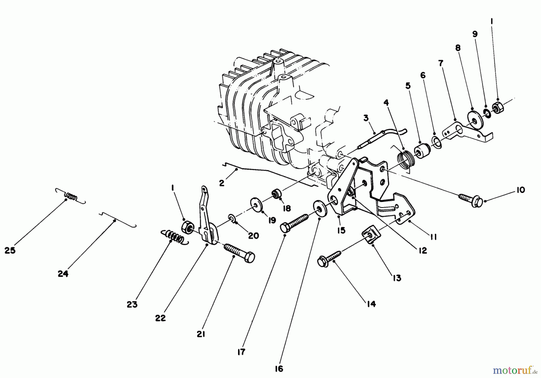  Toro Neu Mowers, Walk-Behind Seite 1 16585 - Toro Lawnmower, 1986 (6000001-6999999) GOVERNOR ASSEMBLY ENGINE 47PE-4 (USED ON UNITS WITH SERIAL NO. 6000101-6002073) ENGINE 47PF-5 (USED ON UNITS WITH SERIAL NO. 600