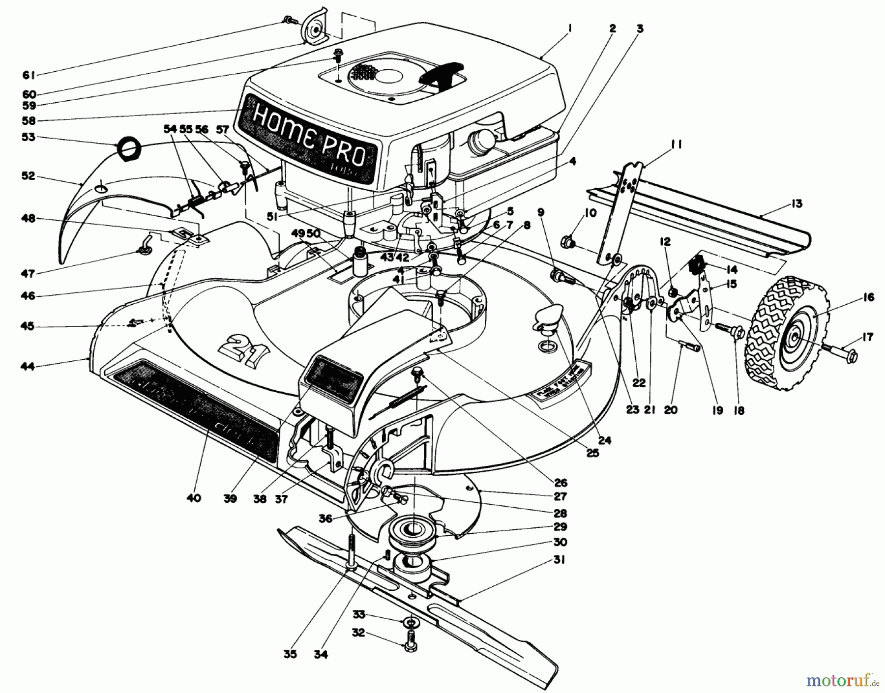  Toro Neu Mowers, Walk-Behind Seite 1 16655 - Toro Lawnmower, 1977 (7000001-7999999) HOUSING AND ENGINE ASSEMBLY