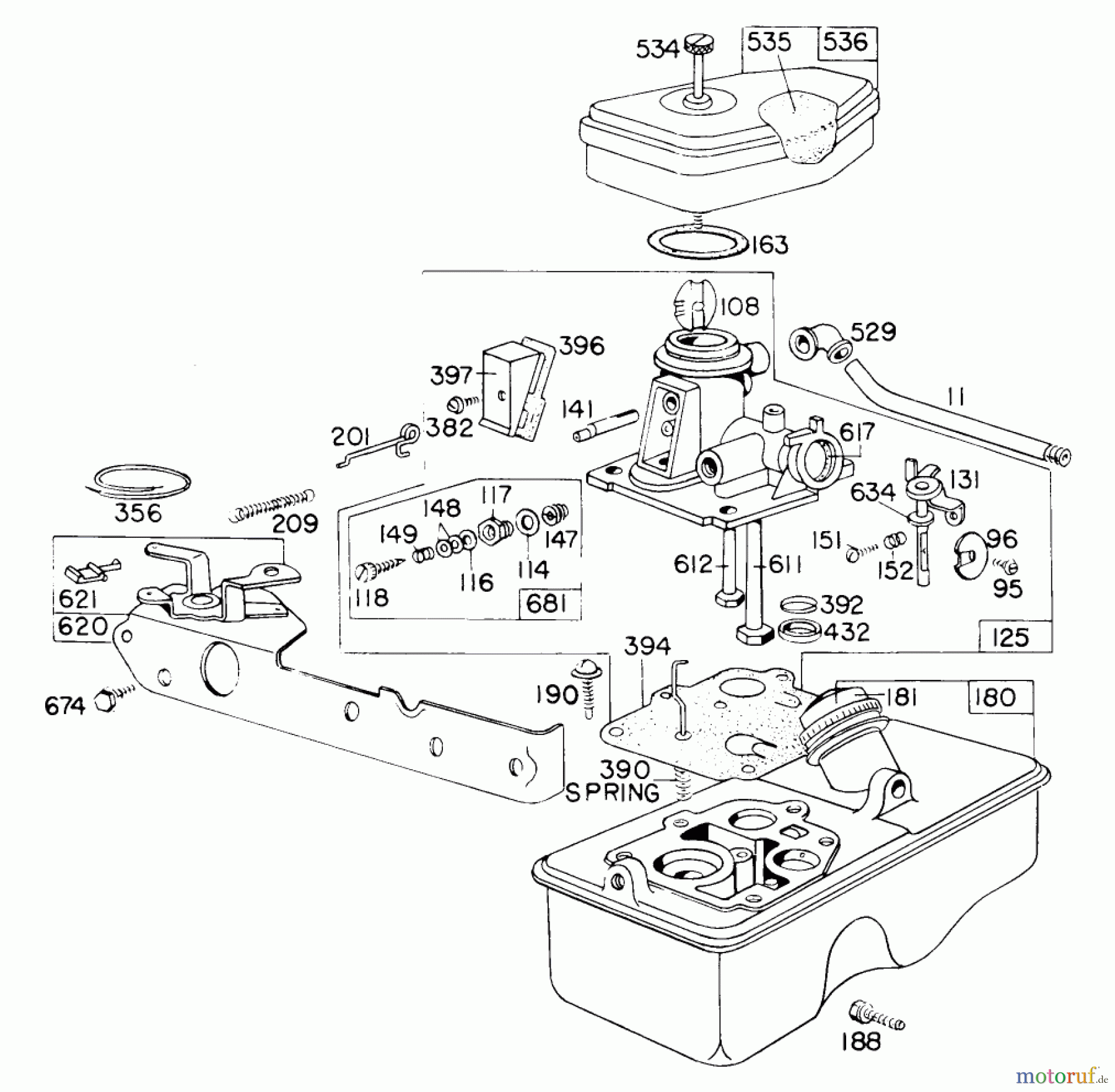 Toro Neu Mowers, Walk-Behind Seite 1 16756 - Toro Lawnmower, 1977 (7000001-7999999) CARBURETOR ASSEMBLY MODEL 390065