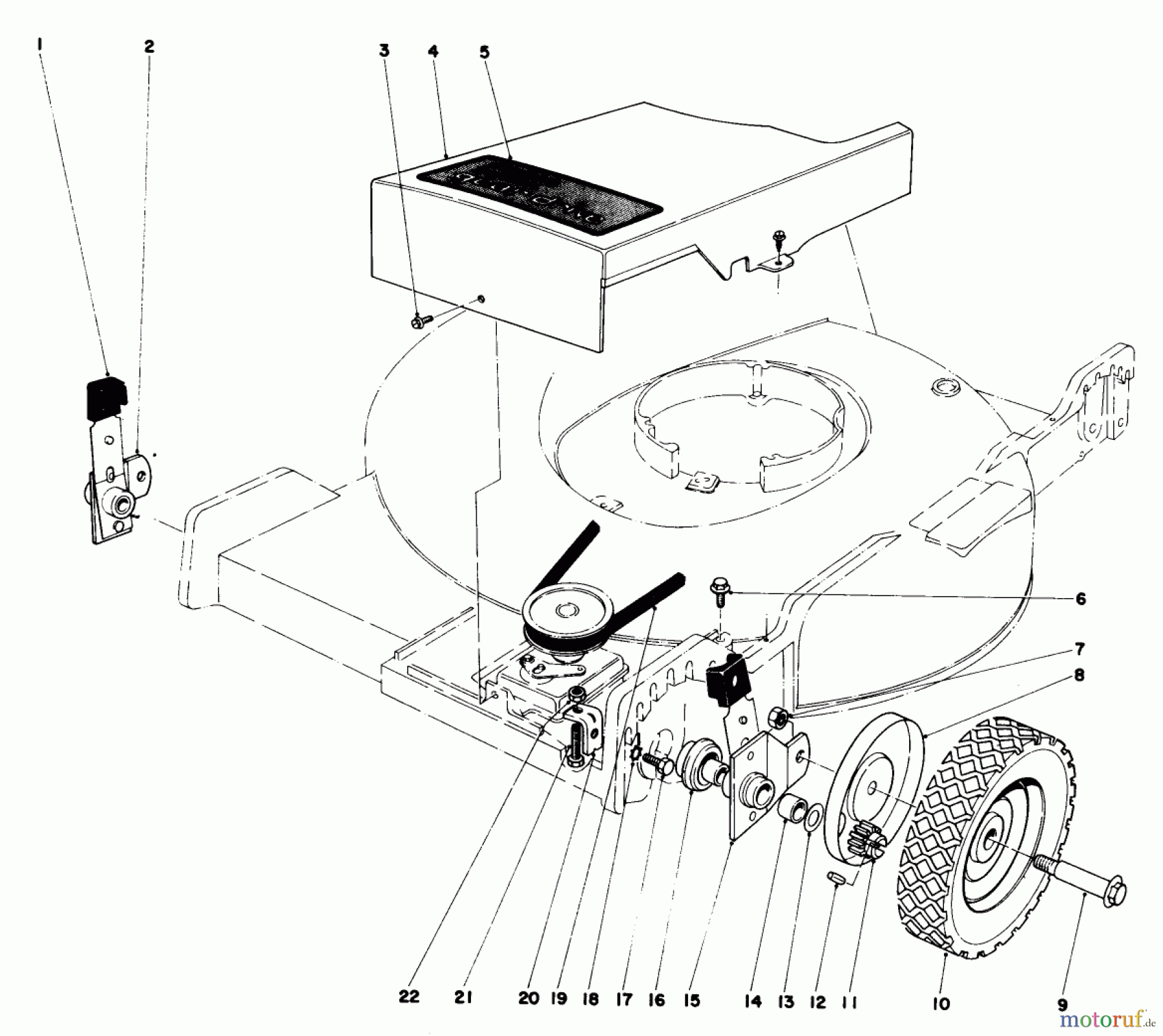 Toro Neu Mowers, Walk-Behind Seite 1 16756 - Toro Lawnmower, 1977 (7000001-7999999) FRONT WHEEL AND PIVOT ARM ASSEMBLY