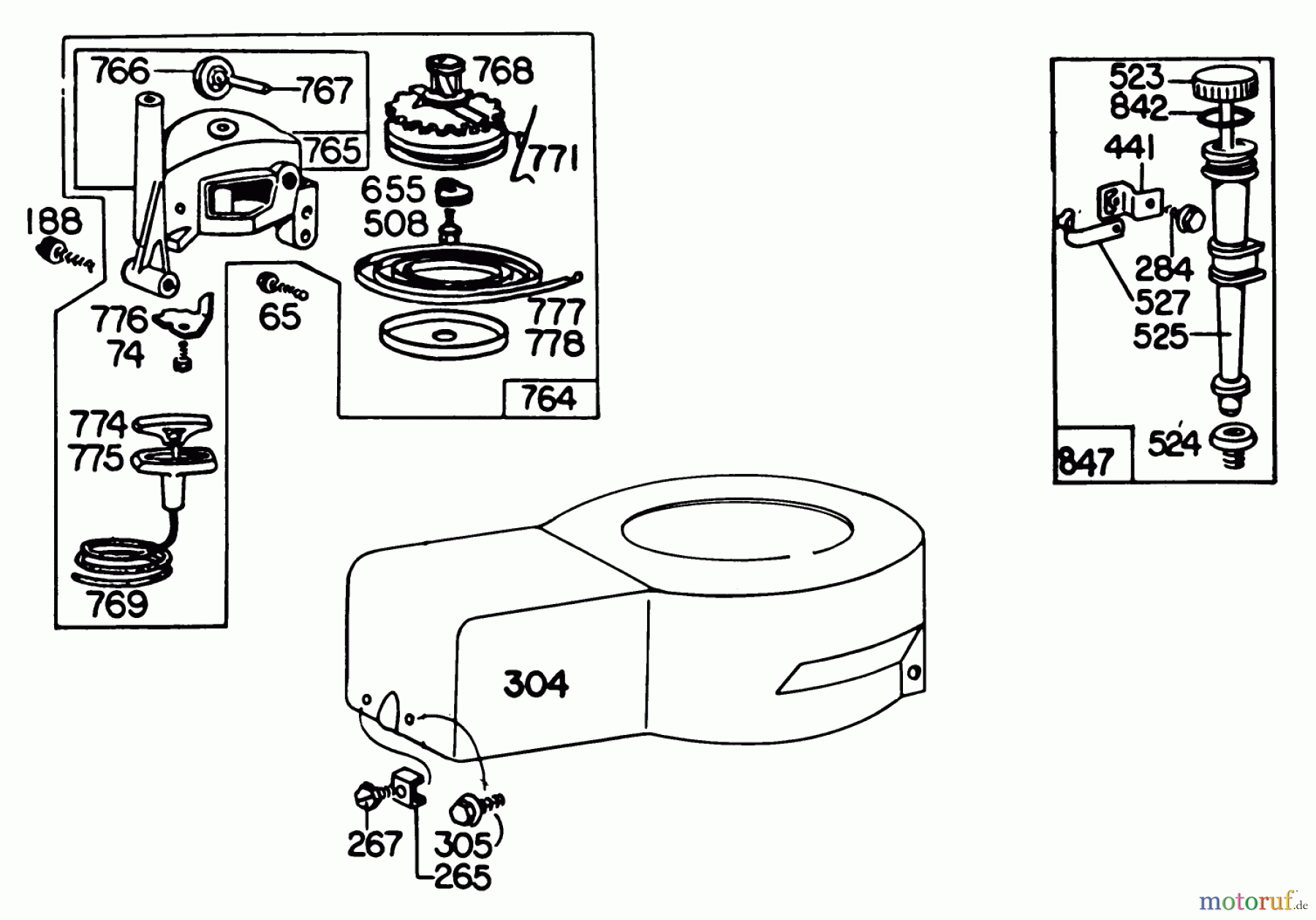  Toro Neu Mowers, Walk-Behind Seite 1 16756 - Toro Lawnmower, 1978 (8000001-8999999) STARTER & SHROUD ASSEMBLY MODEL 92908-1956-01