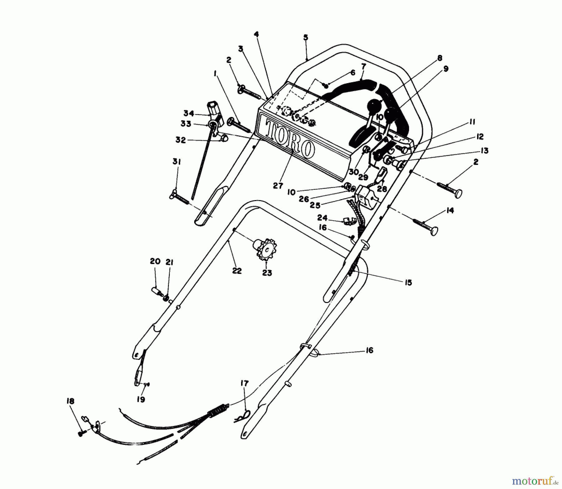 Toro Neu Mowers, Walk-Behind Seite 1 16771 - Toro Lawnmower, 1984 (4000001-4999999) HANDLE ASSEMBLY