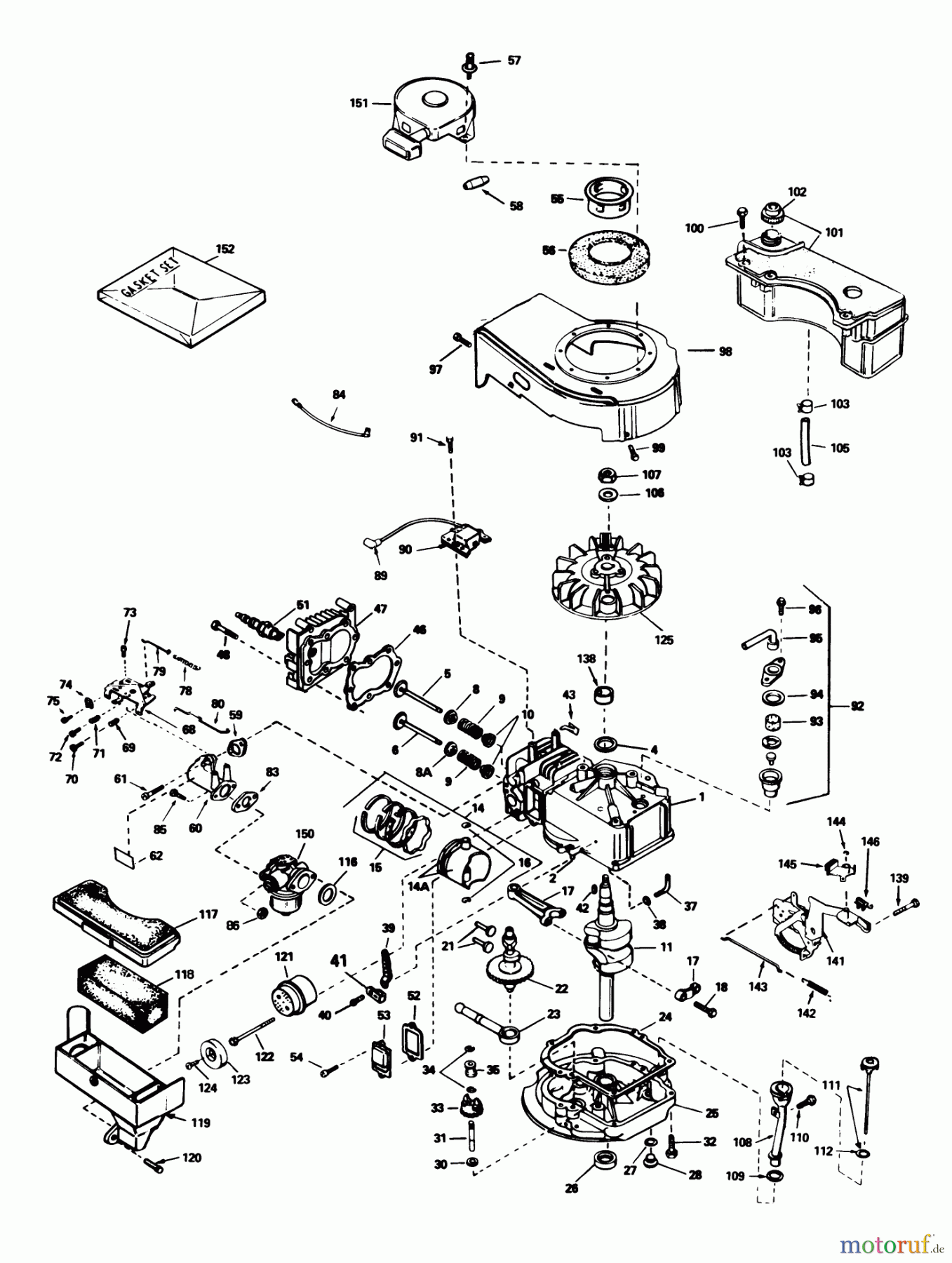 Toro Neu Mowers, Walk-Behind Seite 1 16775 - Toro Lawnmower, 1987 (7000001-7999999) ENGINE TECUMSEH MODEL NO. TVS100-44001 (USED ON UNITS WITH SERIAL NO. 7000001-7001847)