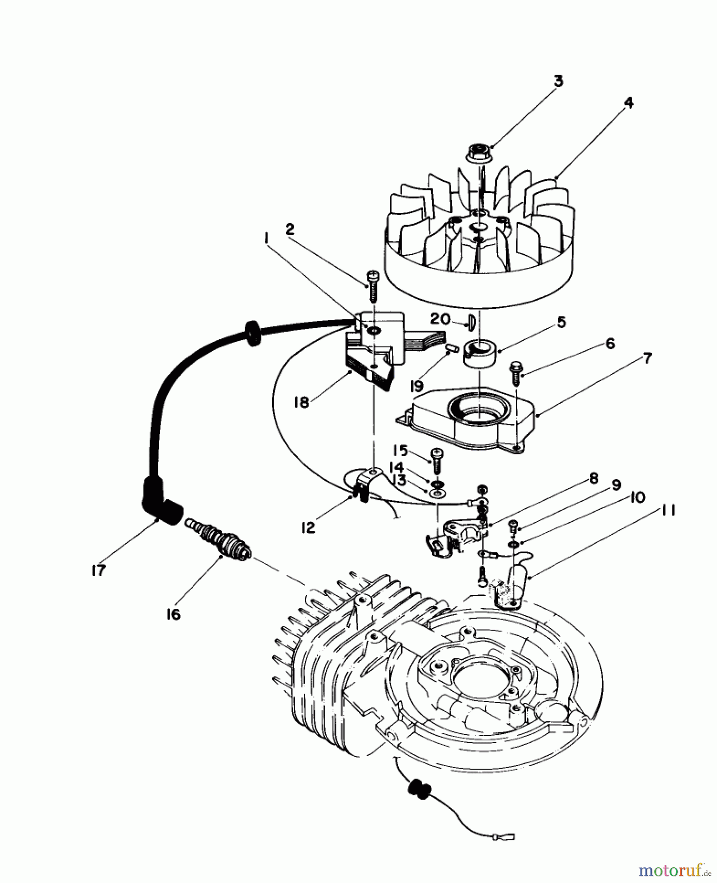  Toro Neu Mowers, Walk-Behind Seite 1 16780 - Toro Lawnmower, 1983 (3000001-3999999) FLYWHEEL & MAGNETO ASSEMBLY