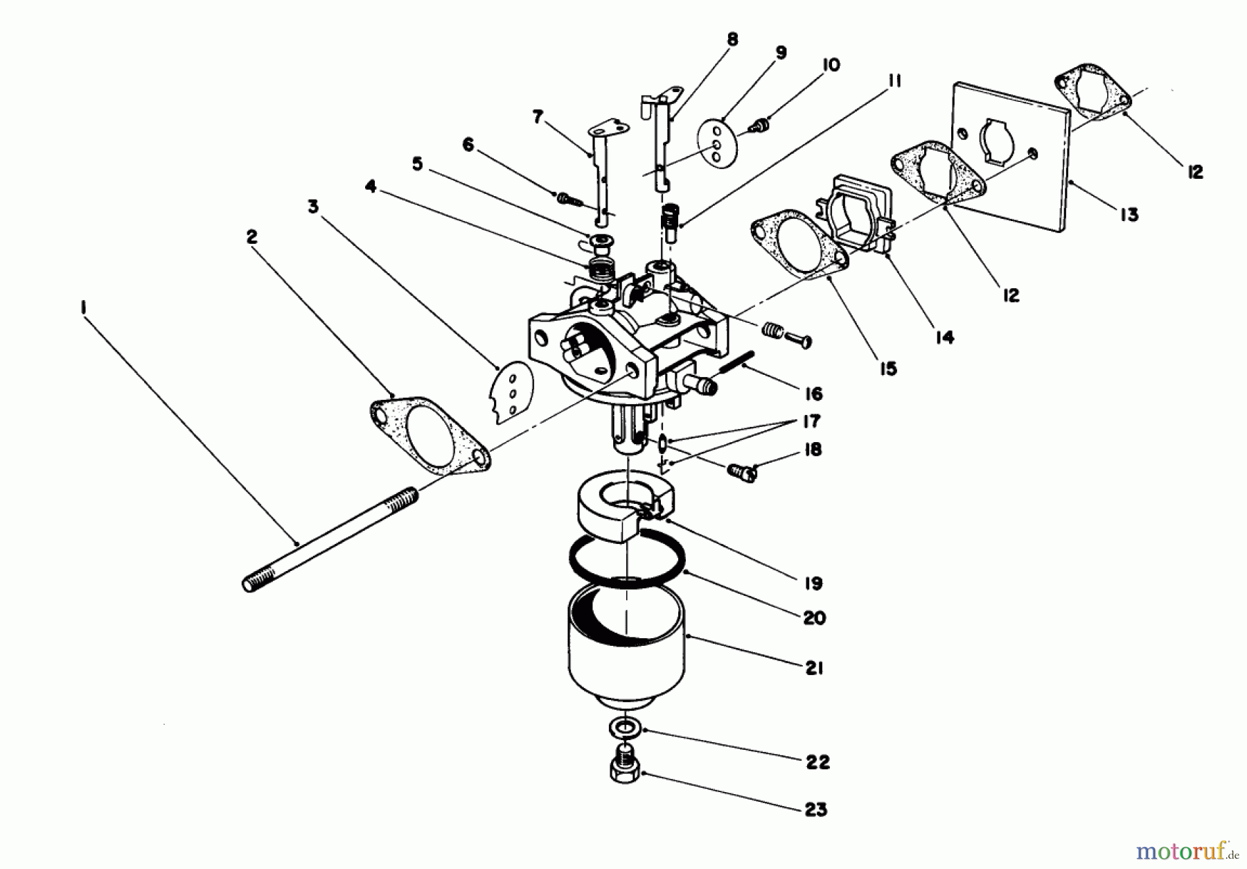 Toro Neu Mowers, Walk-Behind Seite 1 16785 - Toro Lawnmower, 1987 (7000001-7999999) CARBURETOR ASSEMBLY (ENGINE NO. 47PF5) (ENGINE NO. 47PG6)