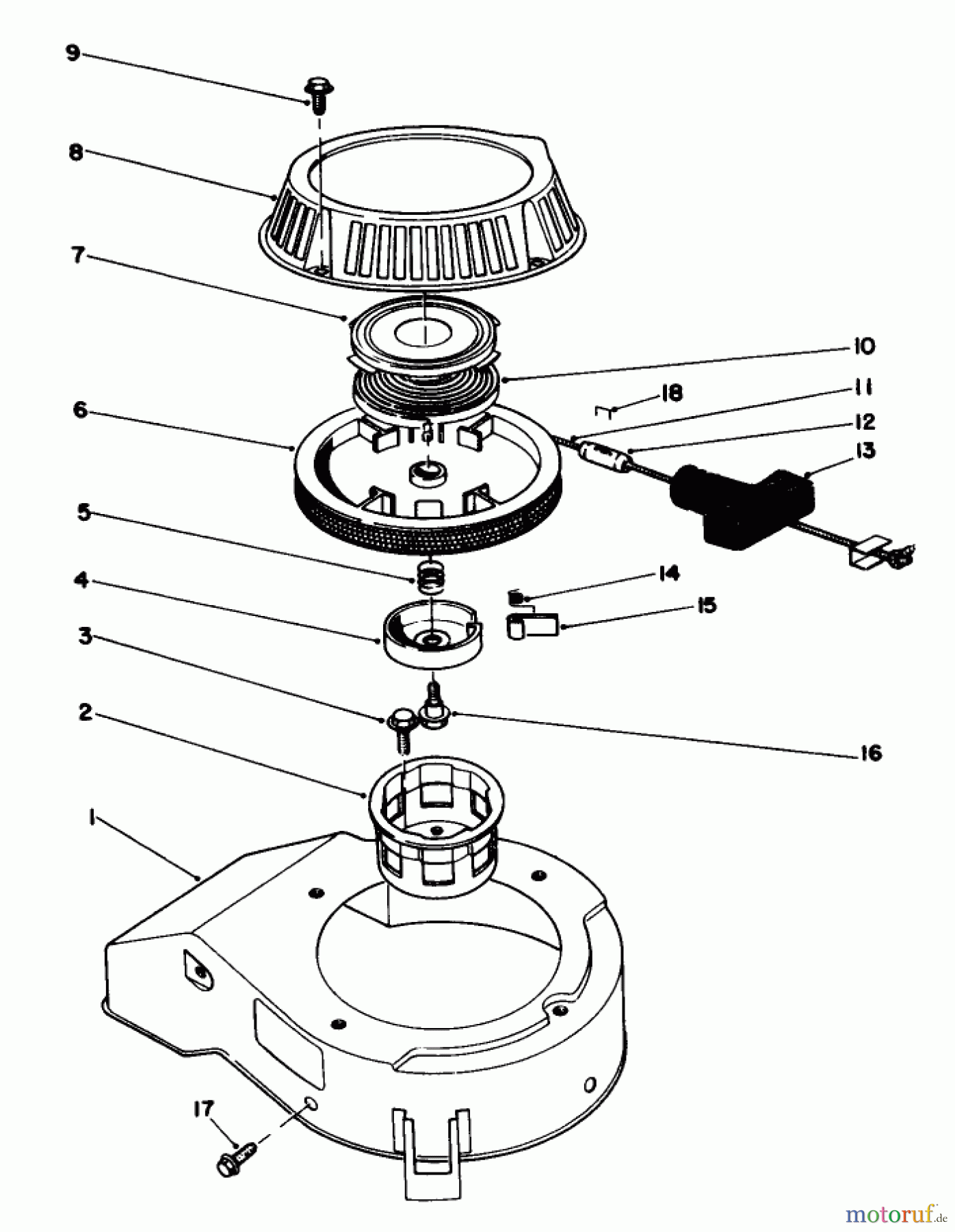  Toro Neu Mowers, Walk-Behind Seite 1 16785 - Toro Lawnmower, 1991 (1000001-1999999) RECOIL ASSEMBLY (MODEL NO. 47PL0-1)