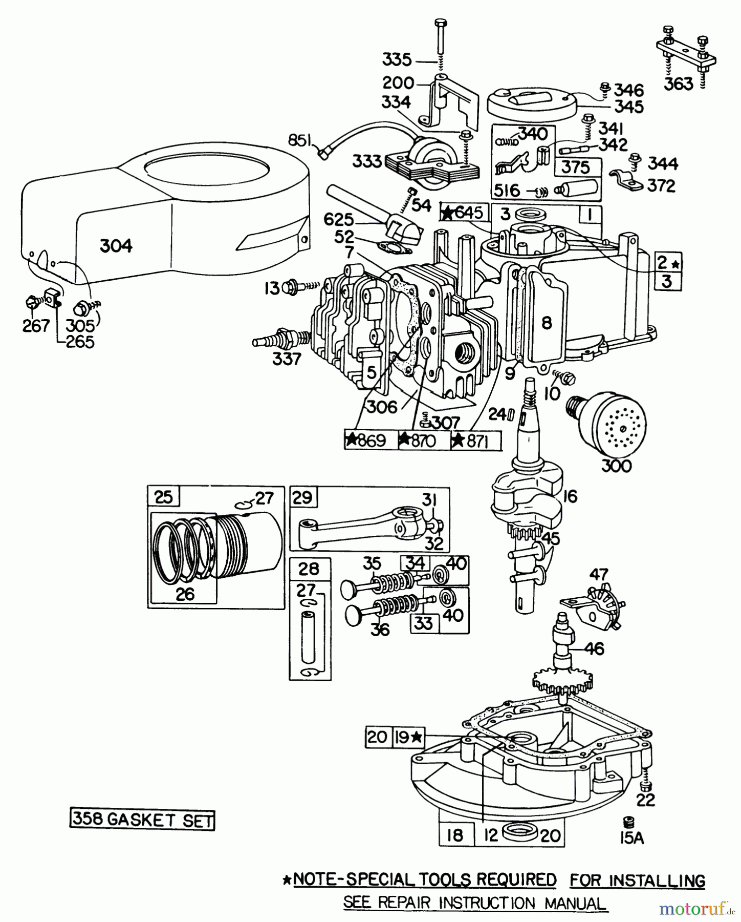 Toro Neu Mowers, Walk-Behind Seite 1 16830 - Toro Lawnmower, 1979 (9000001-9999999) BRIGGS & STRATTON ENGINE MODEL NO.92908 TYPE NO. 1964-01