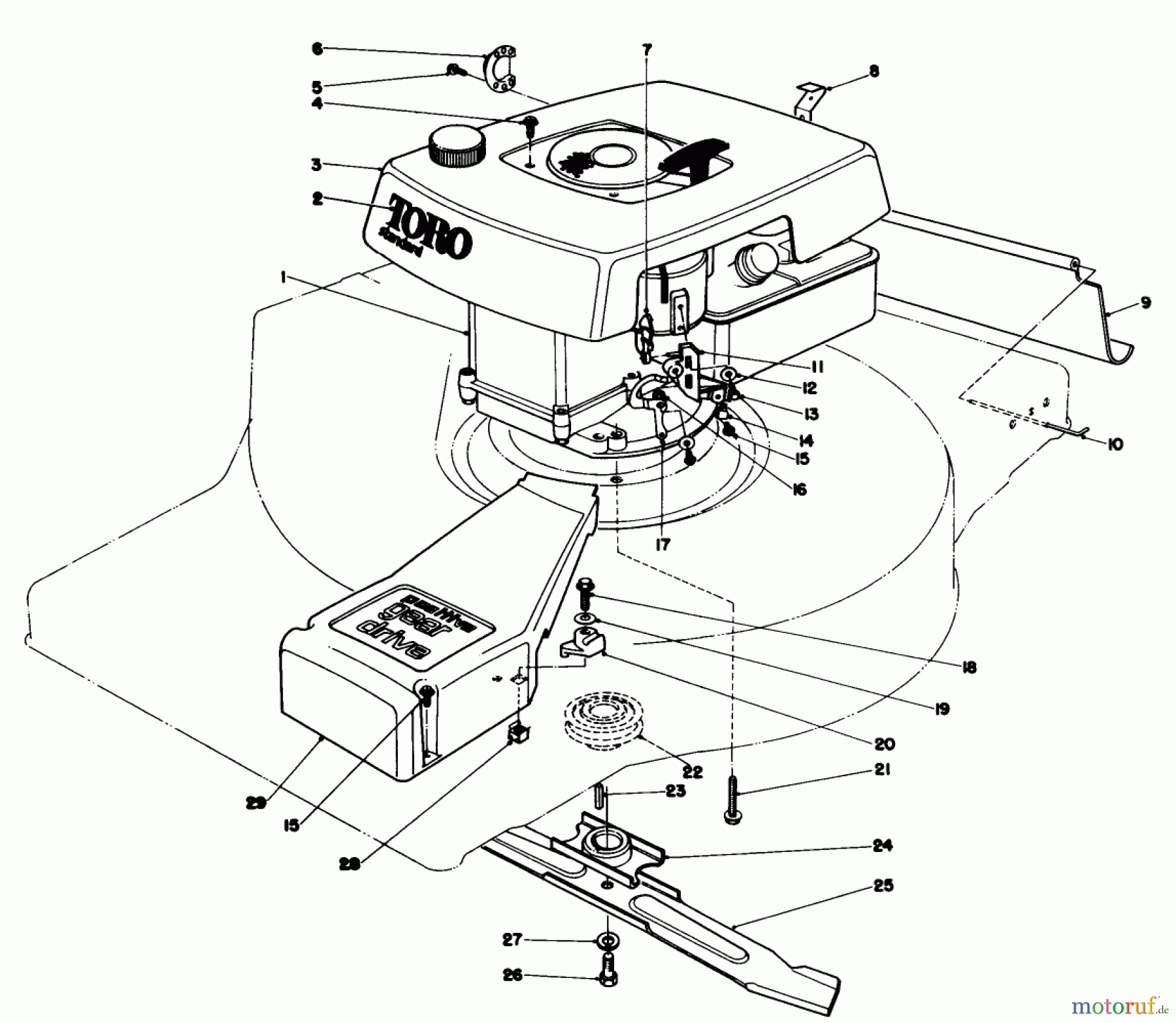  Toro Neu Mowers, Walk-Behind Seite 1 16870 - Toro Lawnmower, 1981 (1000001-1999999) ENGINE ASSEMBLY-MODEL 16870
