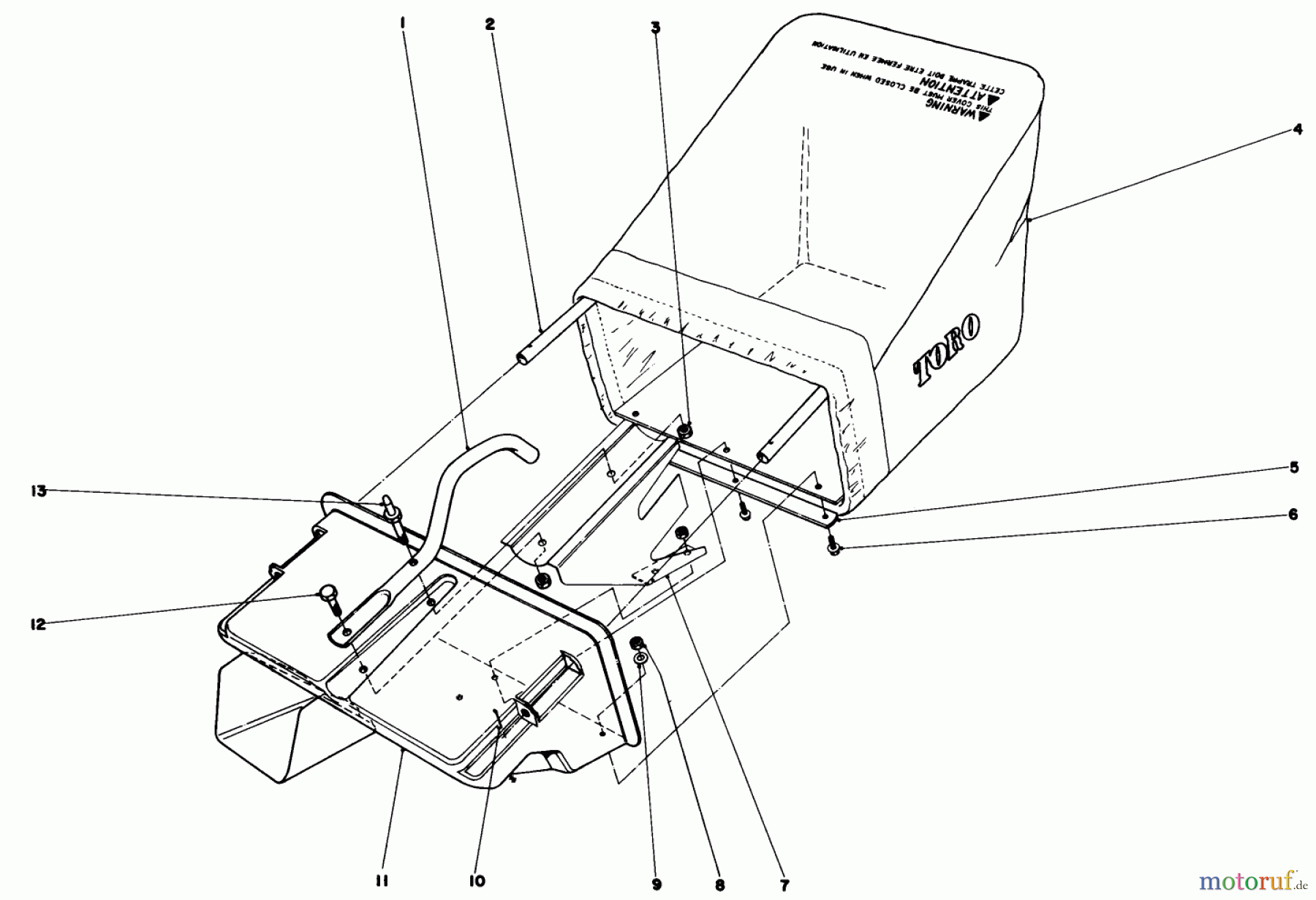  Toro Neu Mowers, Walk-Behind Seite 1 16880 - Toro Lawnmower, 1980 (0000001-0999999) GRASS CATCHER ASSEMBLY (MODEL NO. 16880 & 16890)