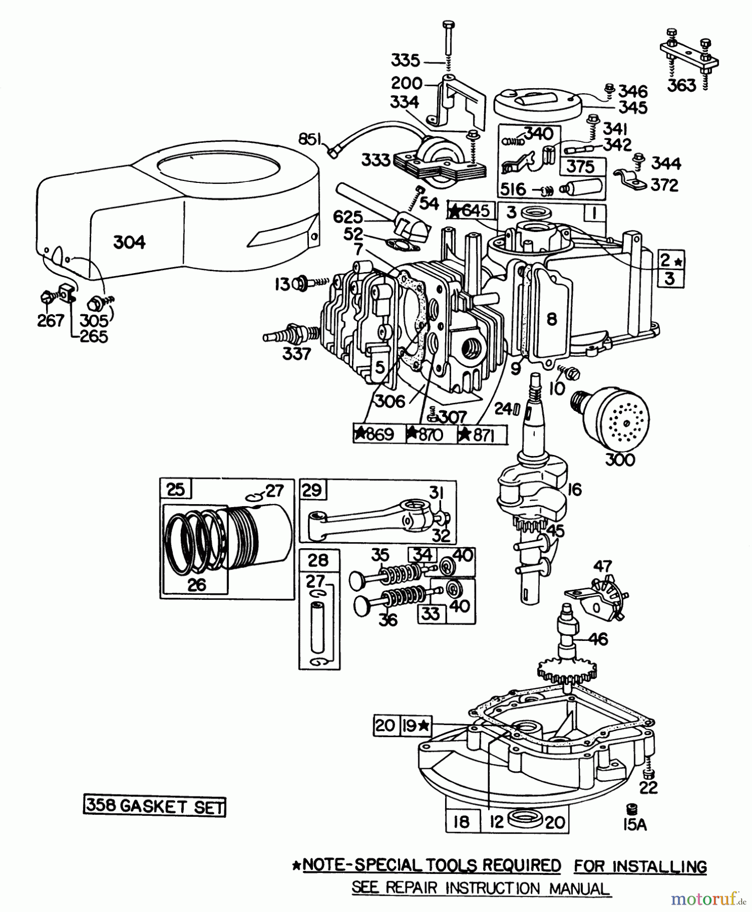 Toro Neu Mowers, Walk-Behind Seite 1 16890 - Toro Lawnmower, 1981 (1000001-1999999) BRIGGS & STRATTON ENGINE MODEL NO. 92908-2055-01, BRIGGS & STRATTON ENGINE MODEL NO. 93508-0197-01