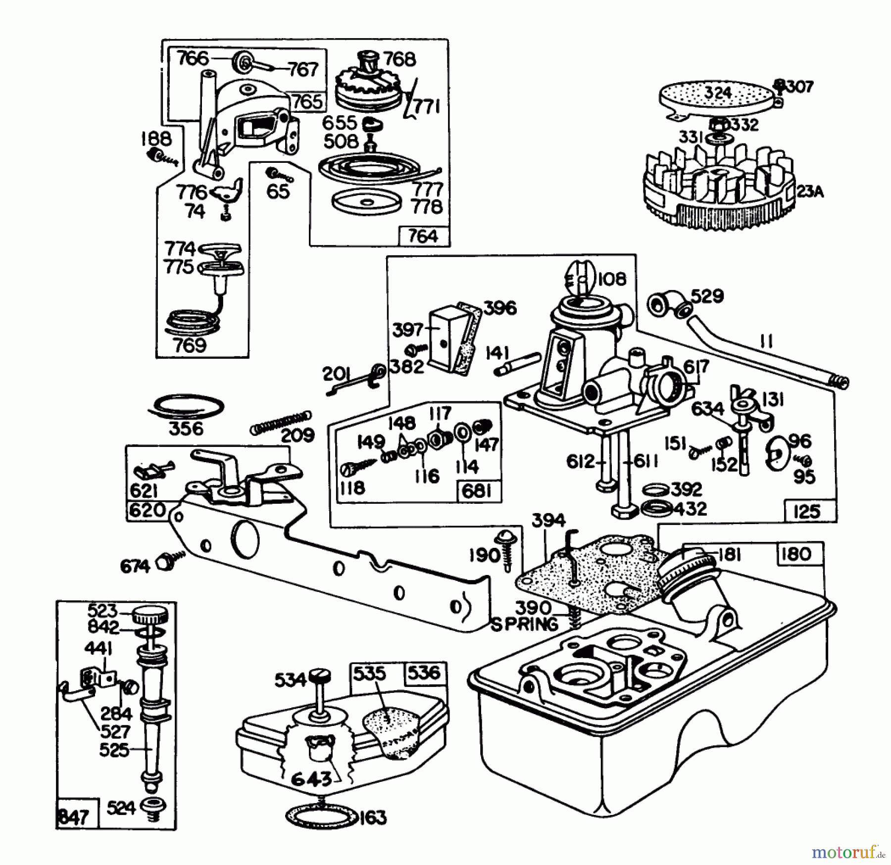  Toro Neu Mowers, Walk-Behind Seite 1 16890 - Toro Lawnmower, 1982 (2000001-2999999) CARBURETOR ASSEMBLY BRIGGS & STRATTON MODEL NO. 92908-2055-01