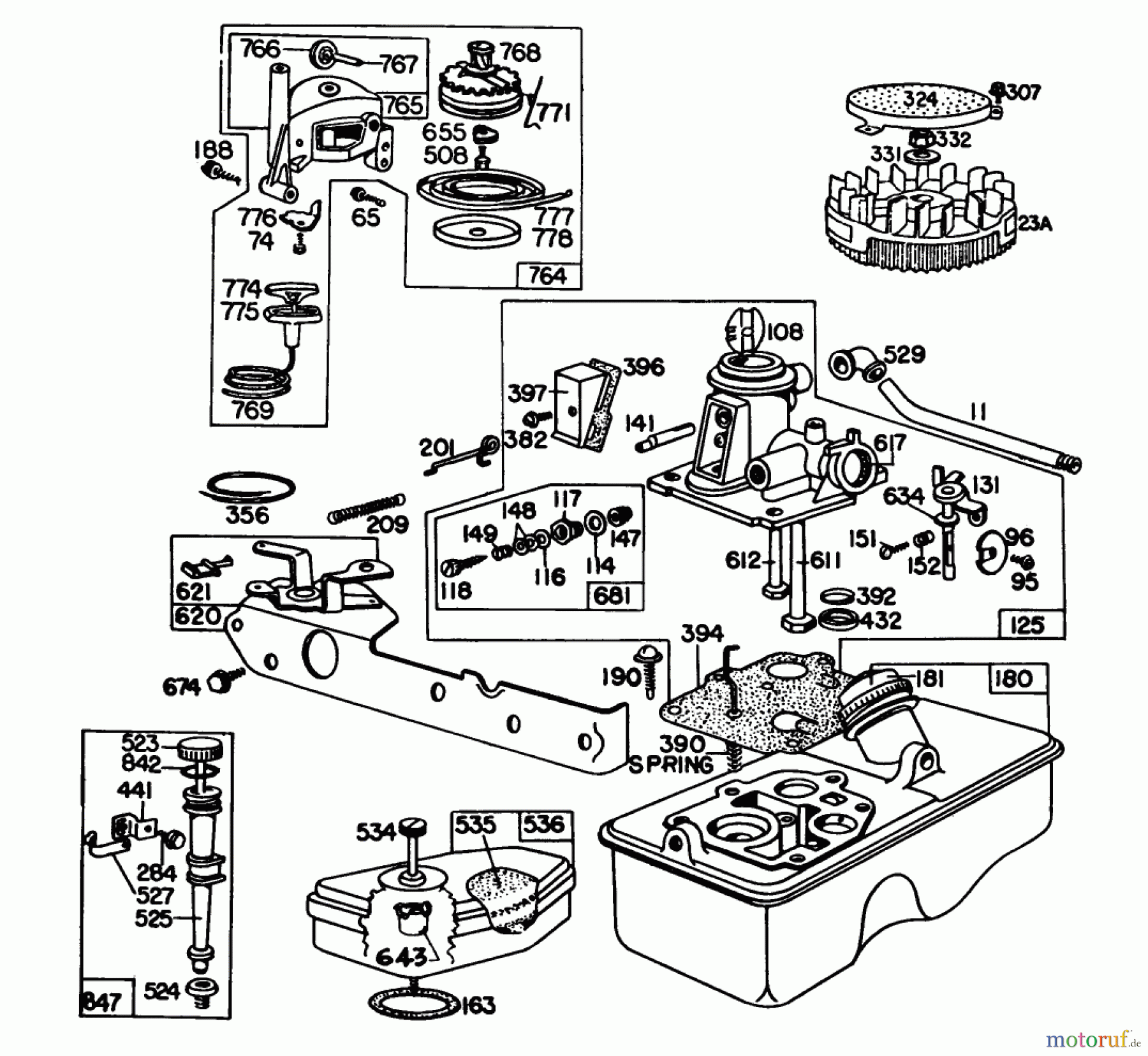 Toro Neu Mowers, Walk-Behind Seite 1 16940 - Toro Lawnmower, 1980 (0000001-0999999) CARBURETOR ASSEMBLY BRIGGS & STRATTON MODEL NO. 92908-2055-01