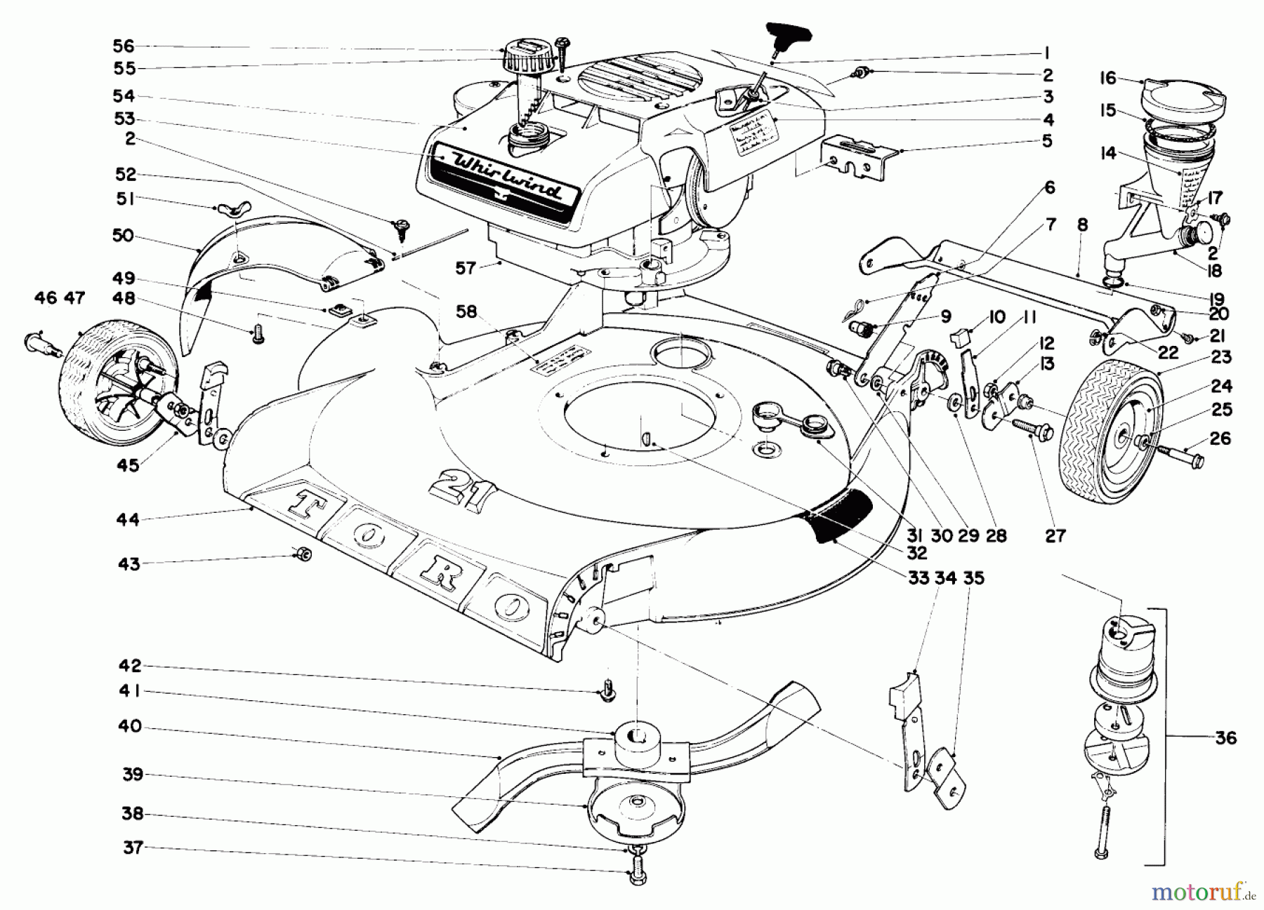Toro Neu Mowers, Walk-Behind Seite 1 17501 - Toro Whirlwind Lawnmower, 1969 (9000001-9999999) 21