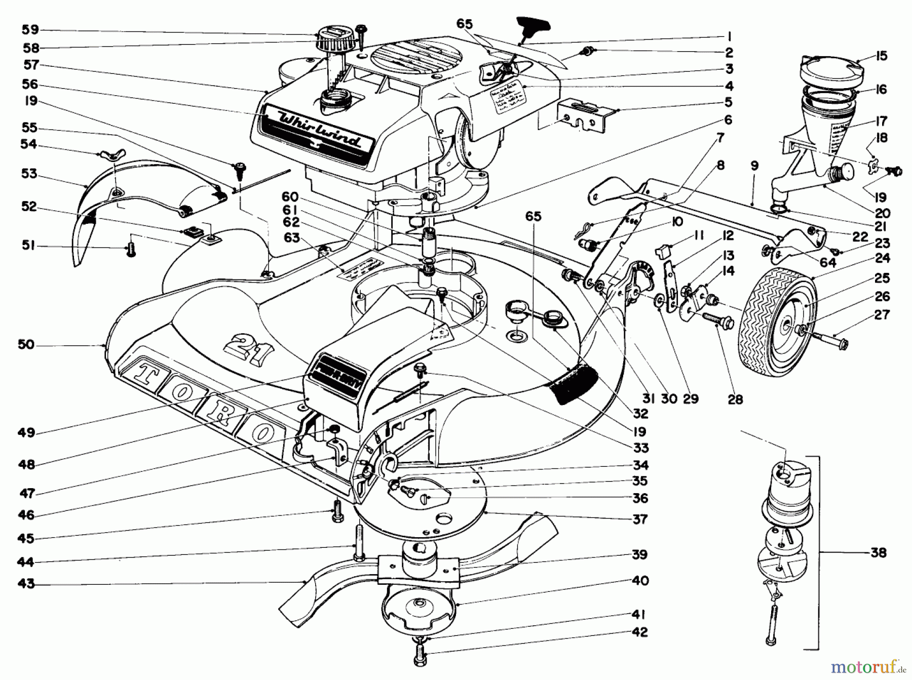 Toro Neu Mowers, Walk-Behind Seite 1 20223 - Toro Whirlwind Lawnmower, 1969 (9000001-9999999) 21