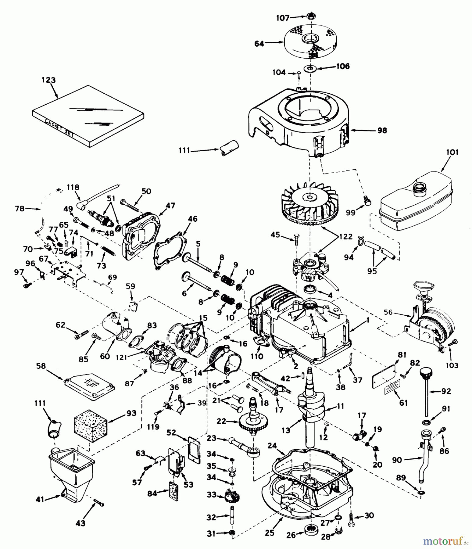 Toro Neu Mowers, Walk-Behind Seite 1 18070 - Toro Lawnmower, 1972 (2000001-2999999) ENGINE TECUMSEH MODEL NO. LAV30-30481K