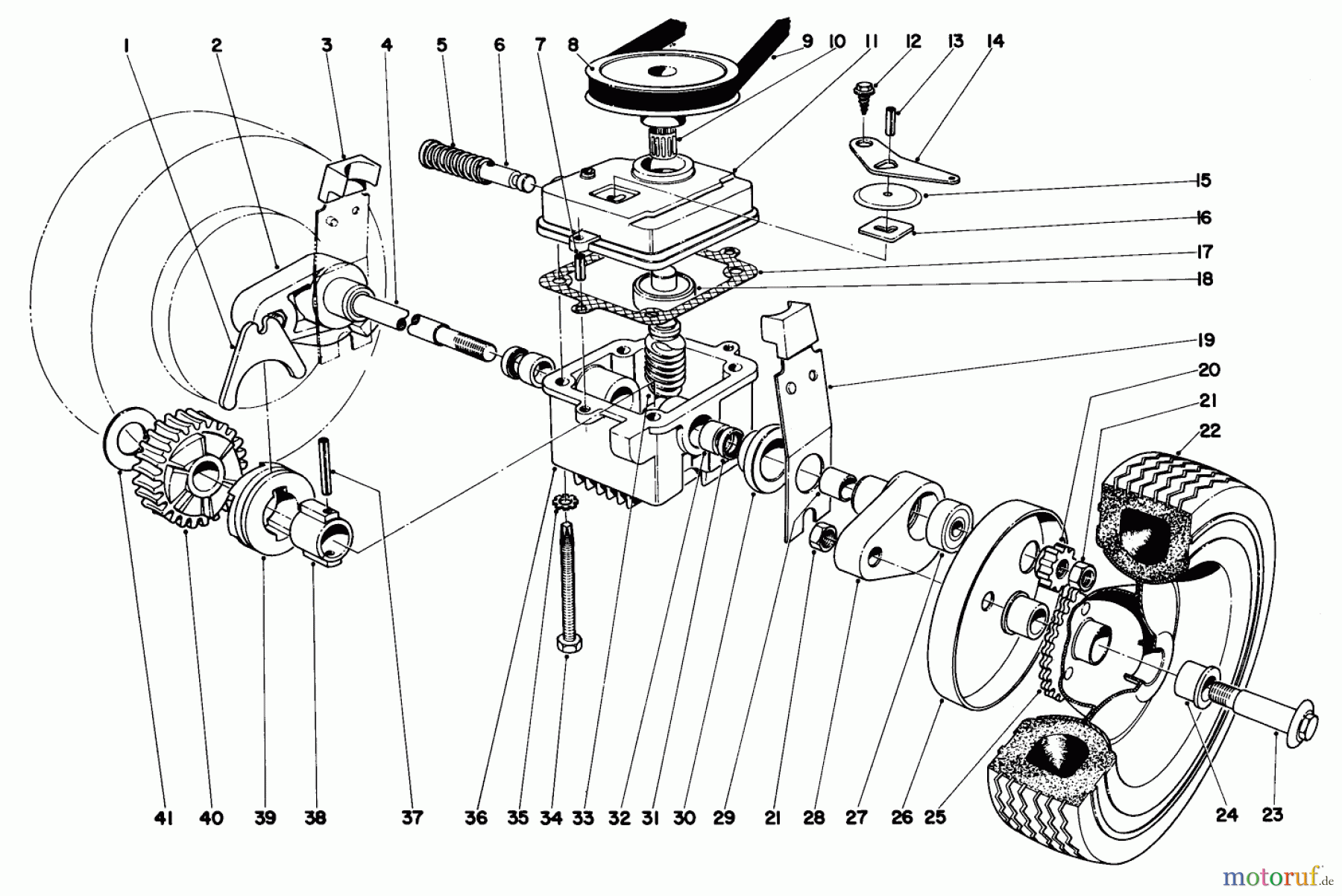  Toro Neu Mowers, Walk-Behind Seite 1 18257 - Toro Guardian Lawnmower, 1971 (1000001-1999999) GEAR BOX ASSEMBLY MODEL NO. 18257