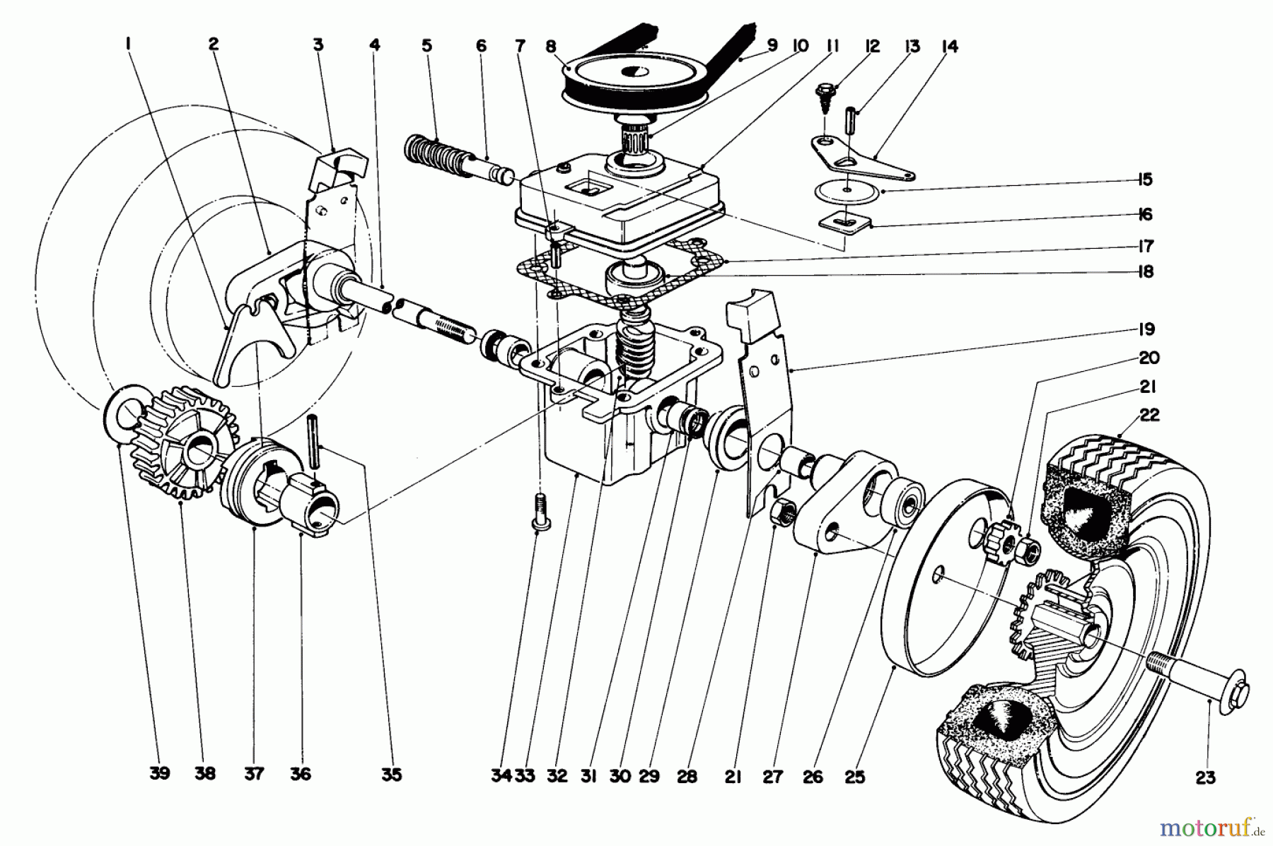  Toro Neu Mowers, Walk-Behind Seite 1 18257 - Toro Guardian Lawnmower, 1972 (2000001-2999999) GEAR BOX ASSEMBLY MODEL NO. 18257