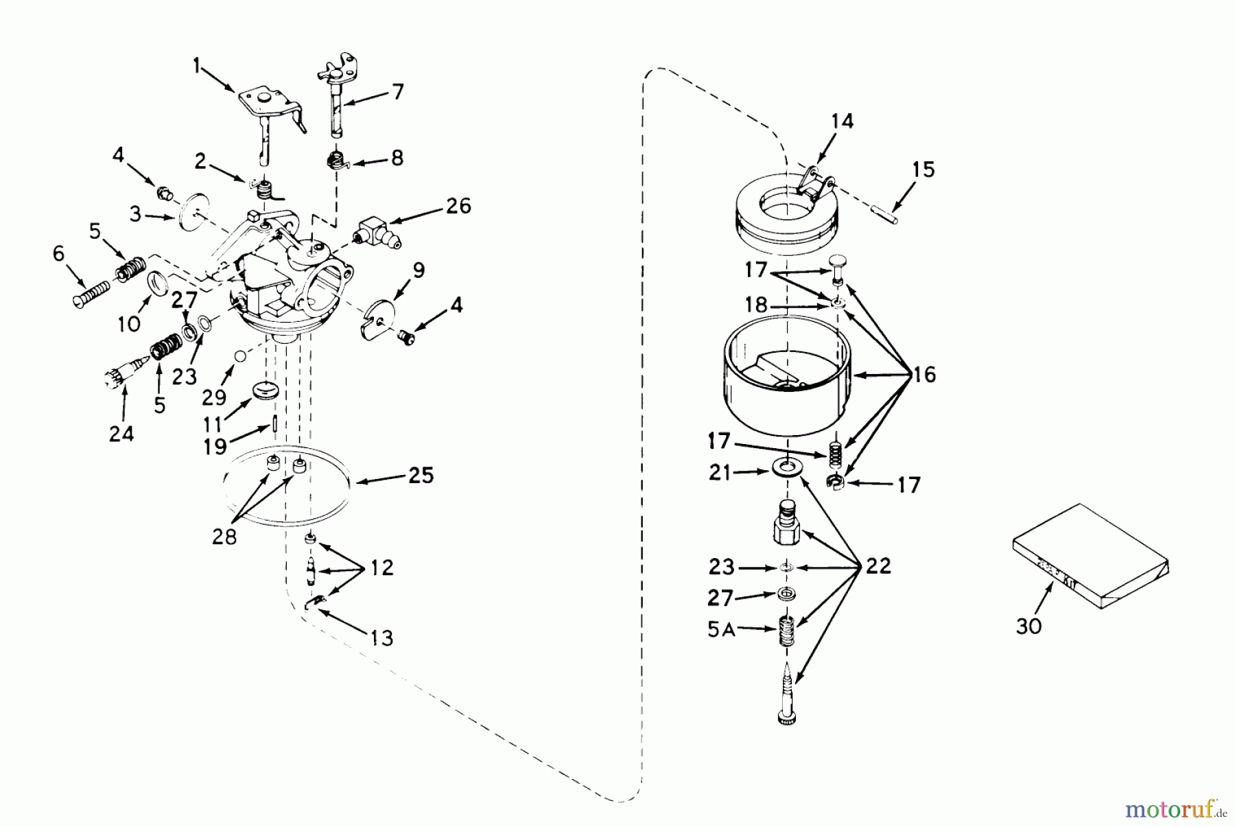  Toro Neu Mowers, Walk-Behind Seite 1 18400 - Toro Whirlwind Lawnmower, 1971 (1000001-1999999) CARBURETOR NO. 631585 (USE ON MODELS 19500, 19367 & 20600)