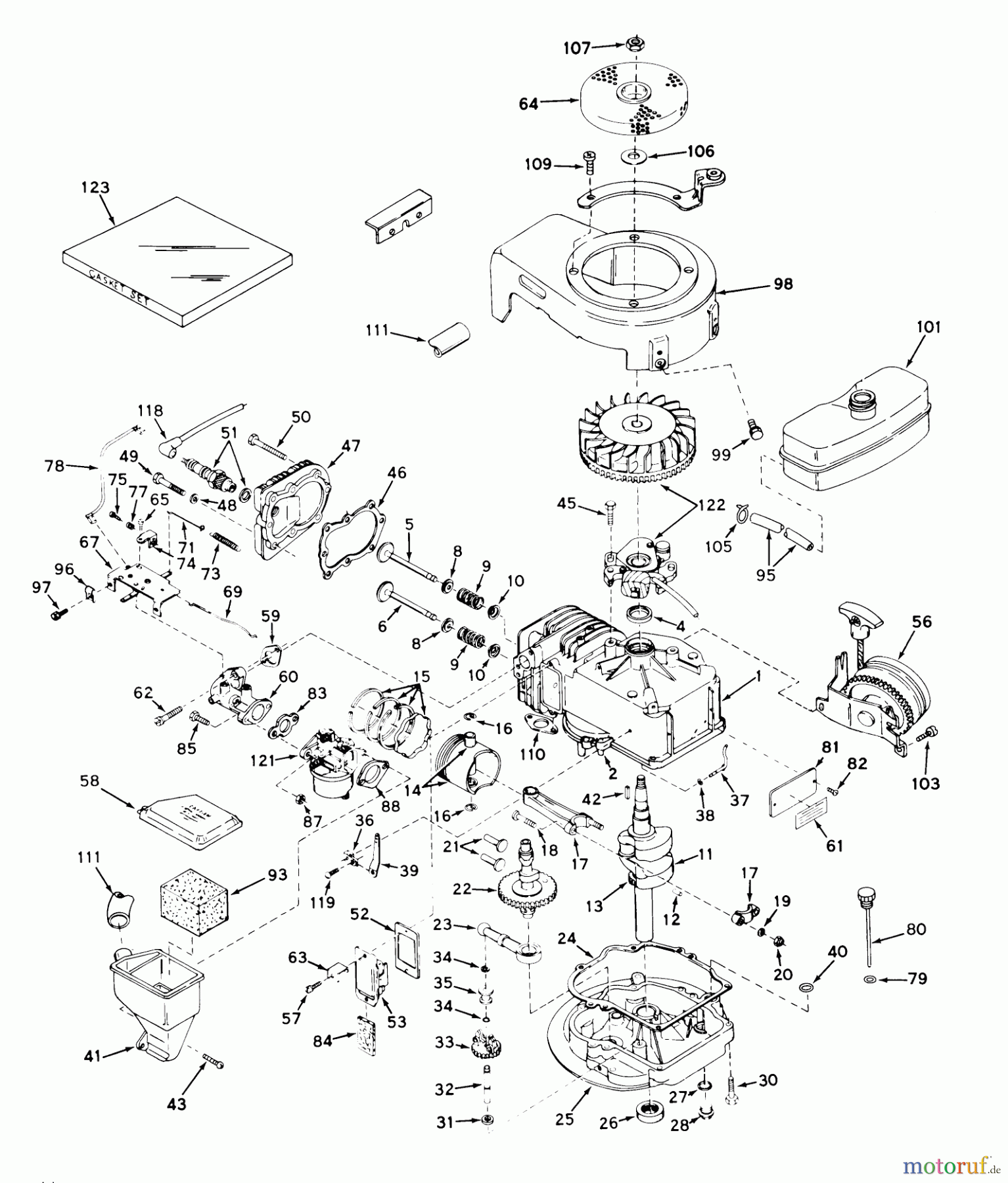  Toro Neu Mowers, Walk-Behind Seite 1 19367 - Toro Whirlwind Lawnmower, 1971 (1000001-1999999) ENGINE MODEL NO. LAV 35-40535J (USED ON MODEL NOS. 19500 AND 19367) ENGINE MODEL NO. LAV 35-40533J (USED ON MODEL NO. 20600)