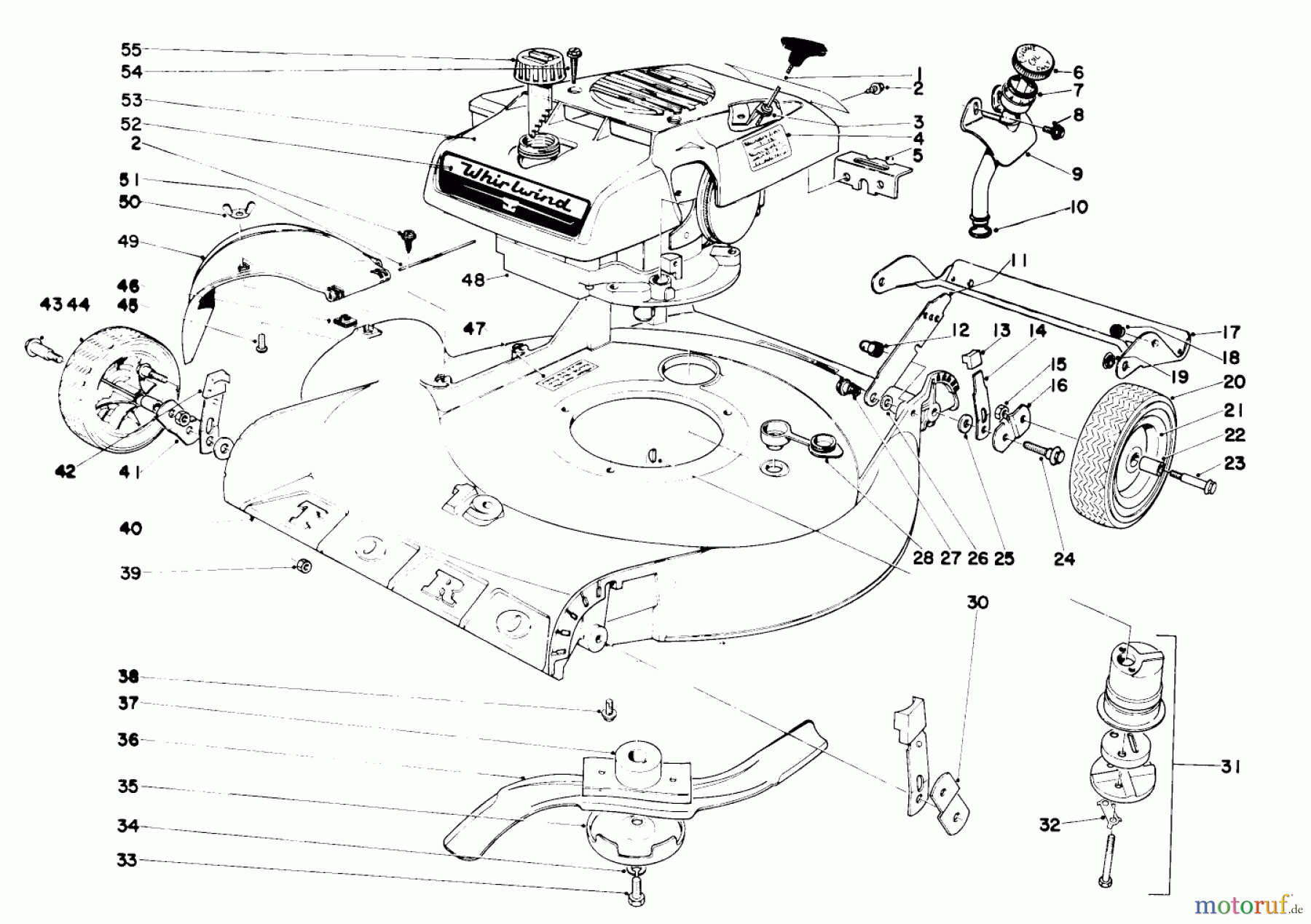  Toro Neu Mowers, Walk-Behind Seite 1 19500 - Toro Whirlwind Lawnmower, 1971 (1000001-1999999) HOUSING ASSEMBLY MODEL NOS. 18400, 19367 & 19500