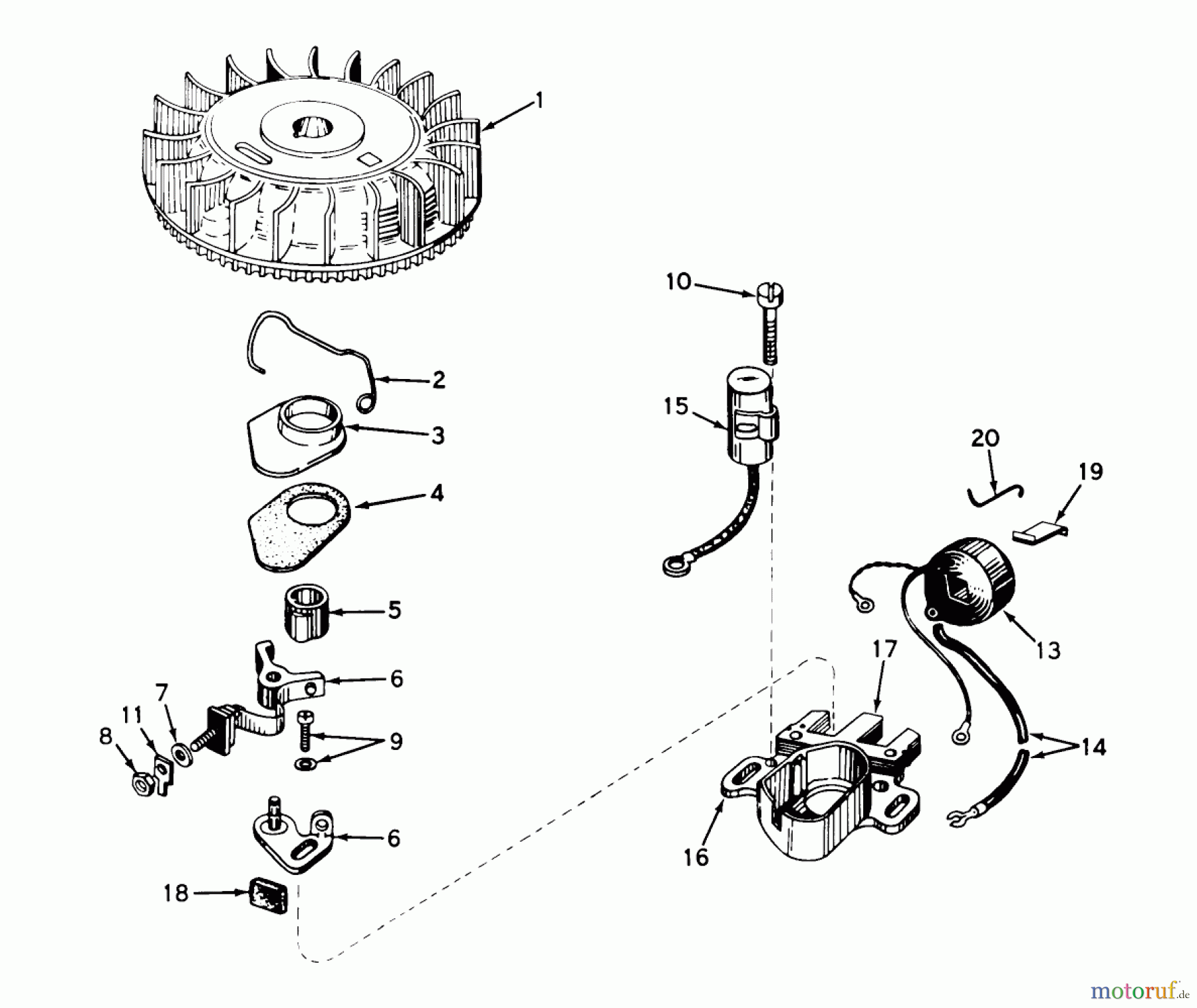  Toro Neu Mowers, Walk-Behind Seite 1 18400 - Toro Whirlwind Lawnmower, 1971 (1000001-1999999) MAGNETO NO. 610793 (USED ON ALL MODELS)