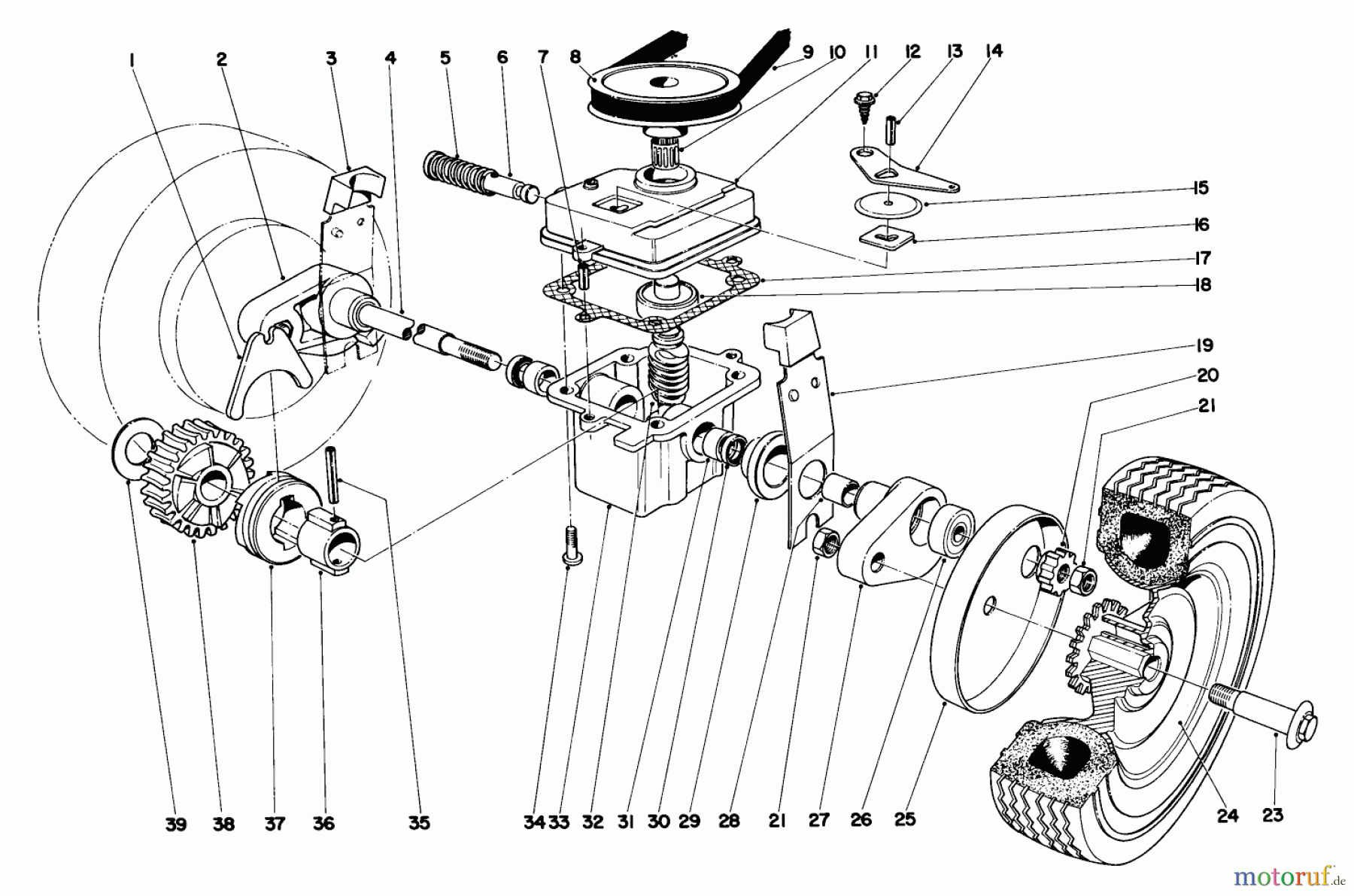 Toro Neu Mowers, Walk-Behind Seite 1 20571 - Toro Guardian Lawnmower, 1972 (2000001-2999999) GEAR BOX ASSEMBLY MODEL NO. 20571