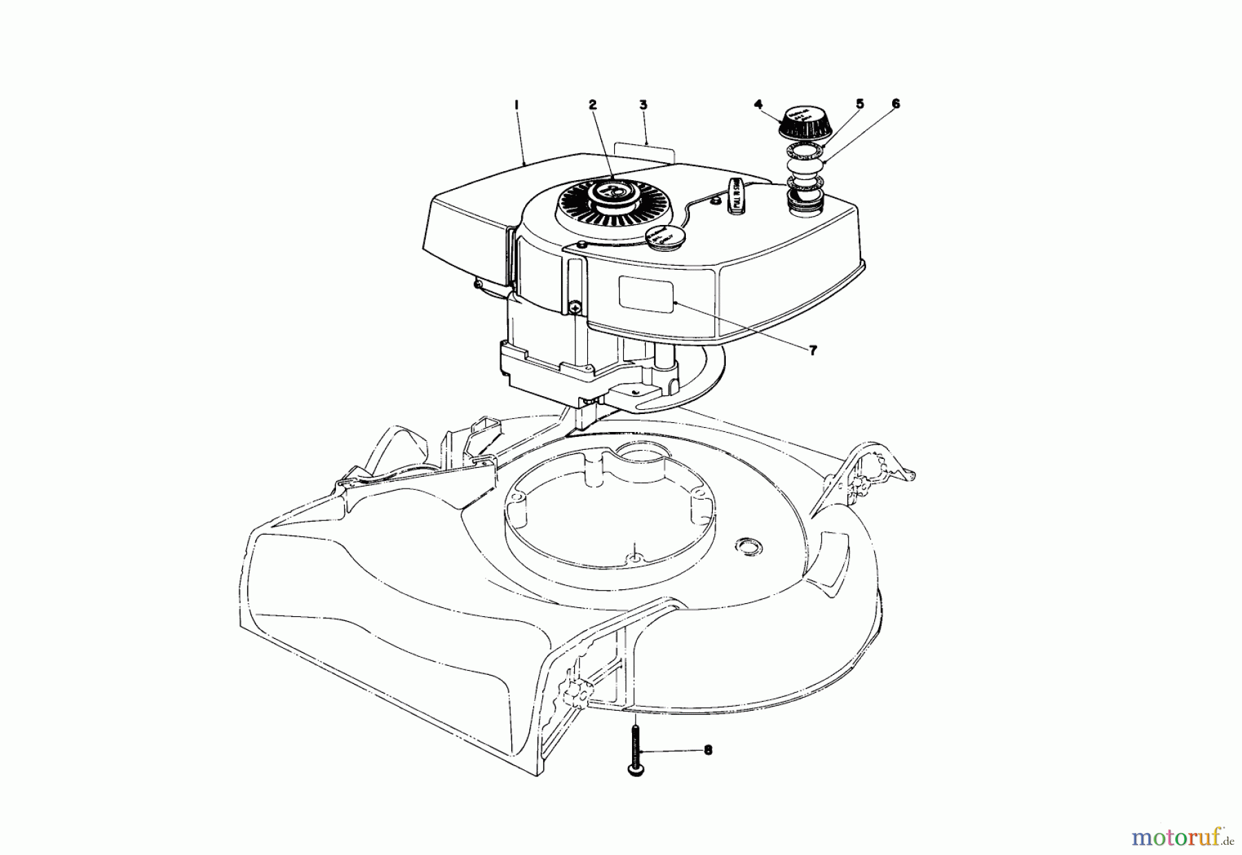  Toro Neu Mowers, Walk-Behind Seite 1 19400 - Toro Guardian Lawnmower, 1975 (5000001-5999999) ENGINE ASSEMBLY