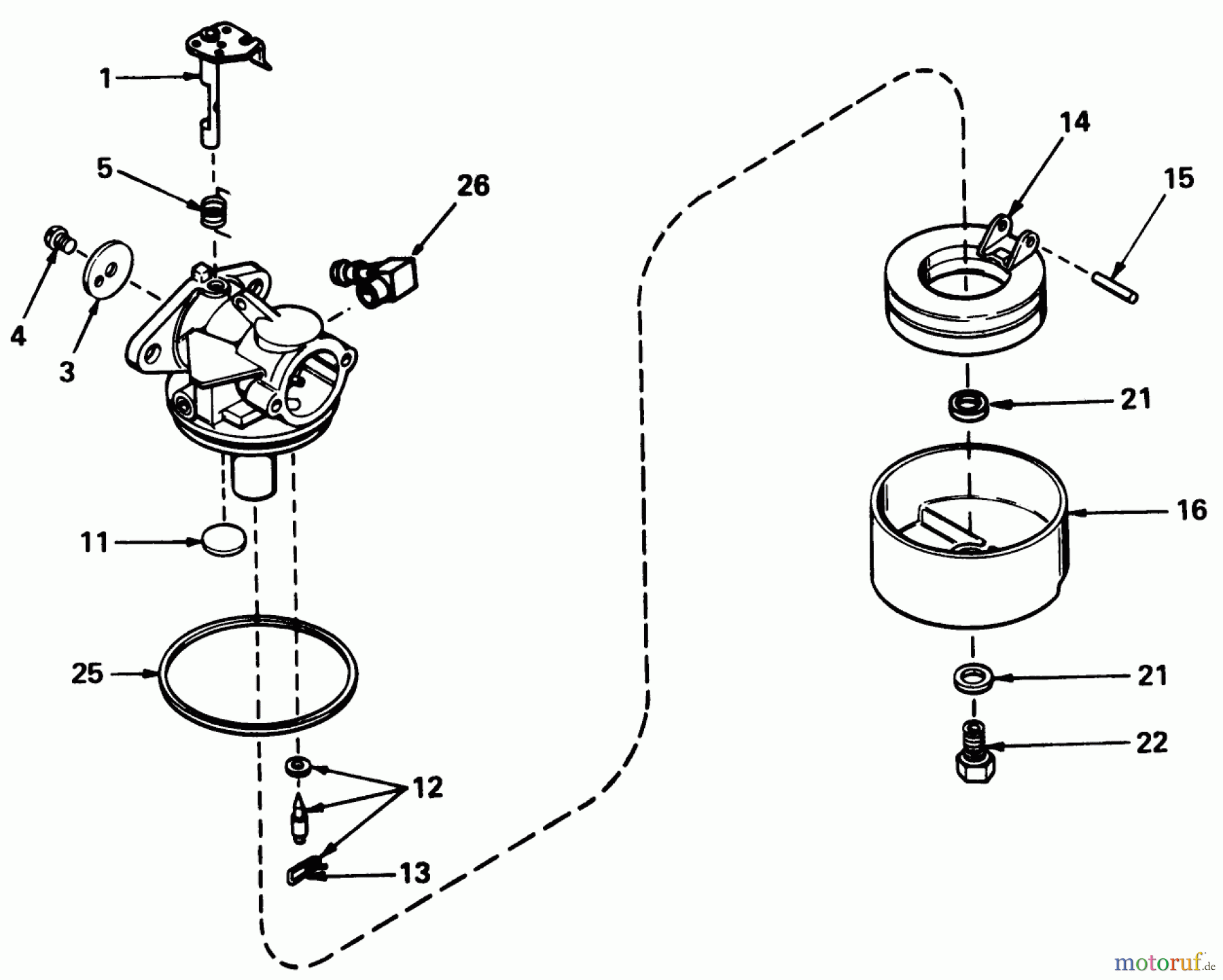  Toro Neu Mowers, Walk-Behind Seite 1 19400 - Toro Guardian Lawnmower, 1976 (6000001-6999999) CARBURETOR NO. 631784A
