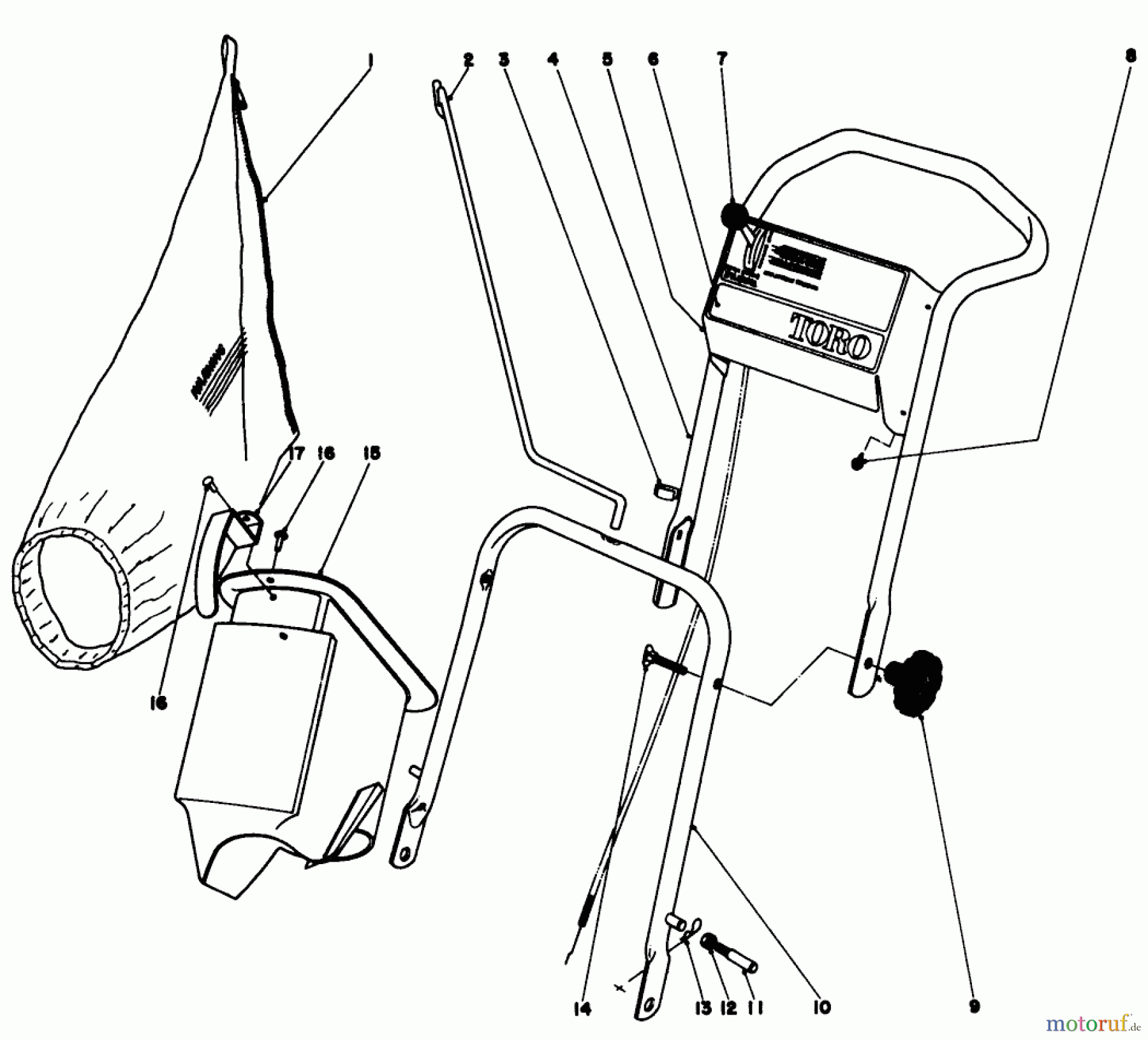  Toro Neu Mowers, Walk-Behind Seite 1 19400 - Toro Guardian Lawnmower, 1976 (6000001-6999999) HANDLE ASSEMBLY