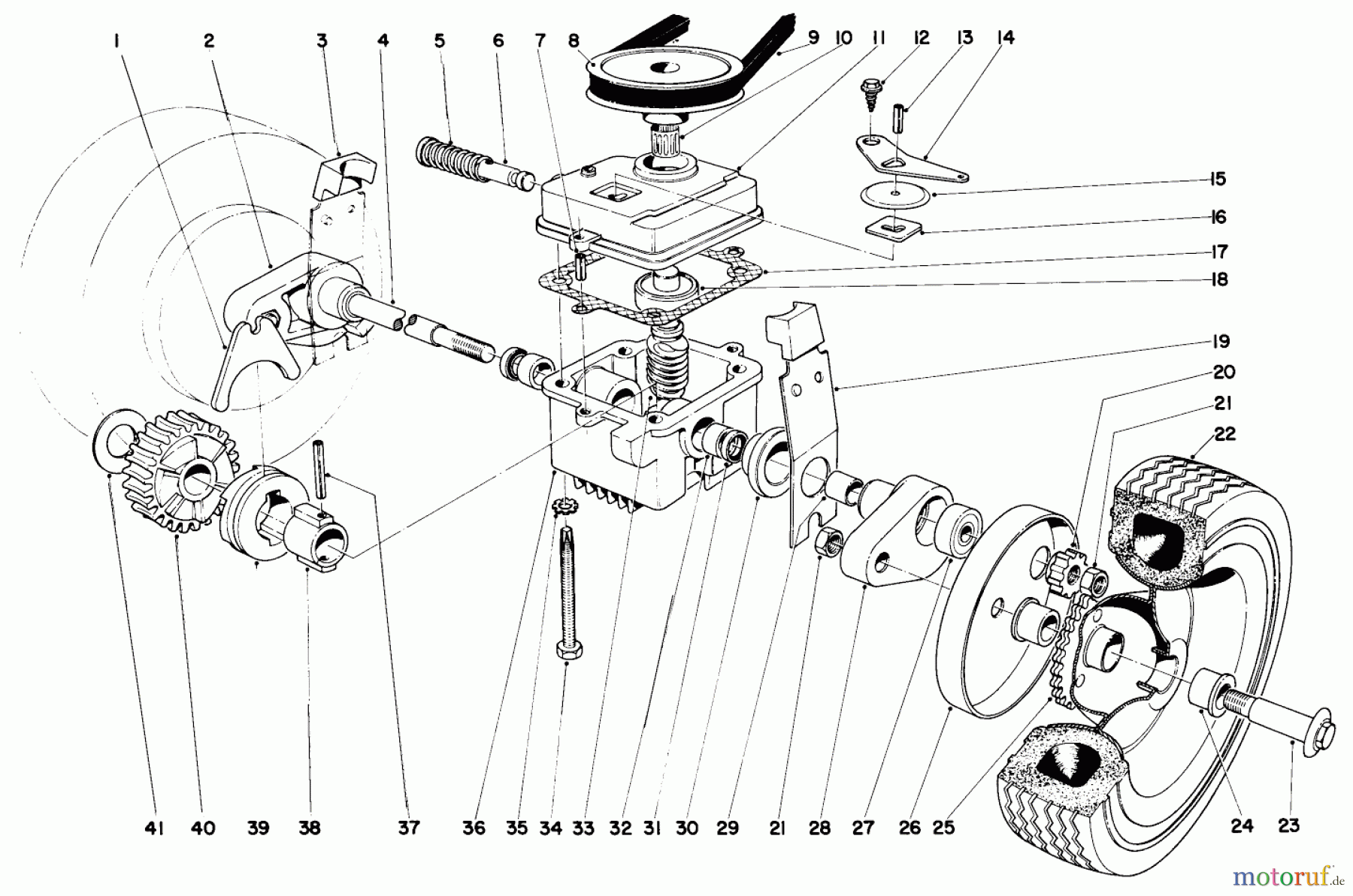  Toro Neu Mowers, Walk-Behind Seite 1 19472 - Toro Guardian Lawnmower, 1971 (1000001-1999999) GEAR BOX ASSEMBLY MODEL NO. 21172