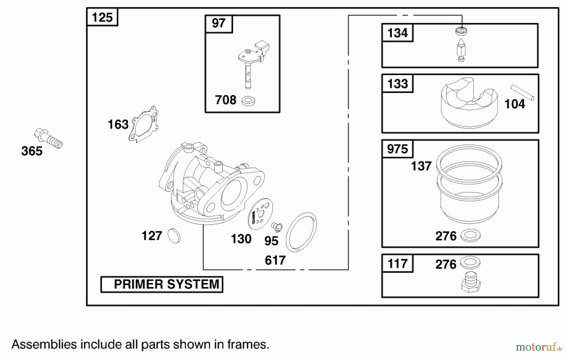  Toro Neu Mowers, Walk-Behind Seite 1 20010 (R-21P) - Toro Recycler Mower, R-21P, 2000 (200000001-200999999) CARBURETOR ASSEMBLY, ENGINE BRIGGS & STRATTON MODEL 12H802-1767-E1