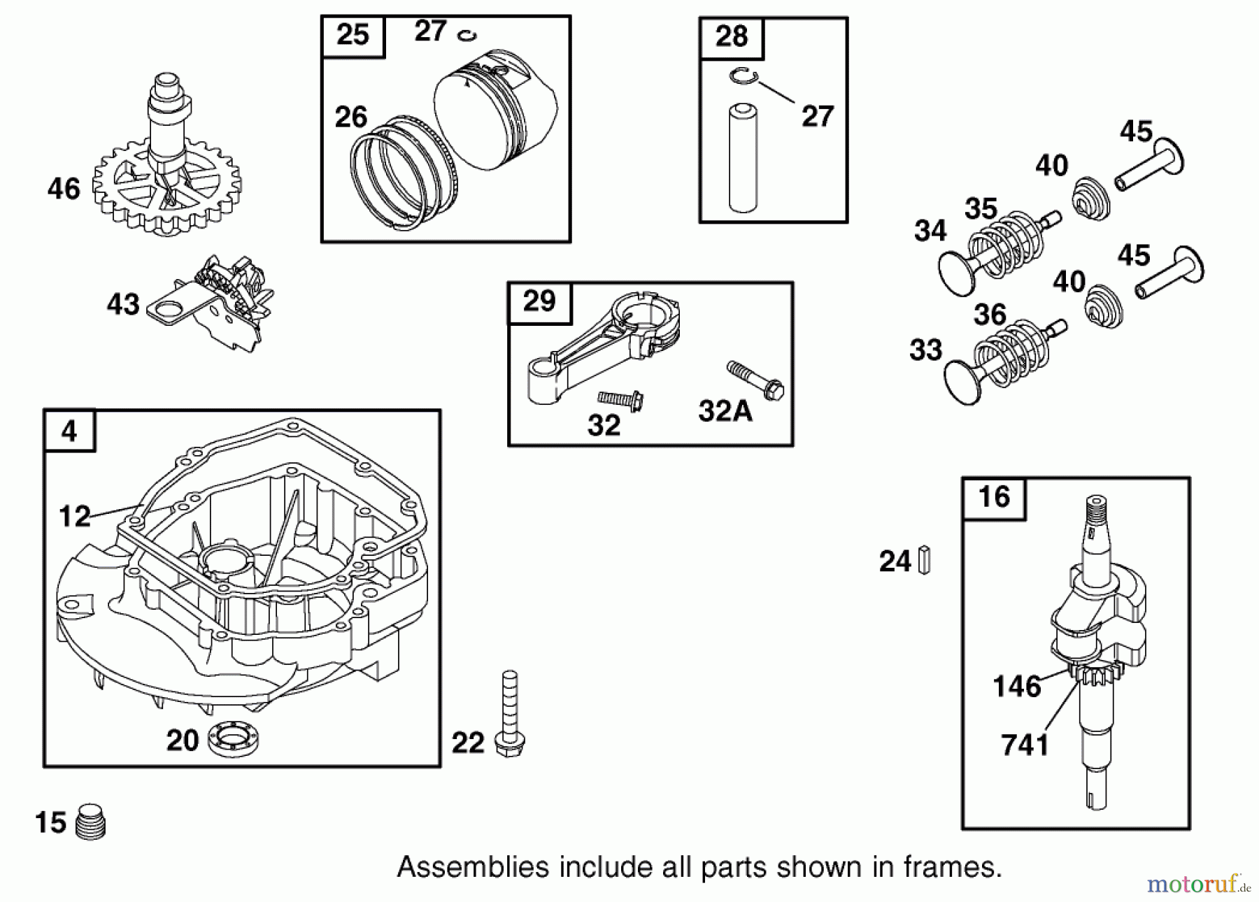  Toro Neu Mowers, Walk-Behind Seite 1 20010 (R-21P) - Toro Recycler Mower, R-21P, 2001 (210000001-210999999) CRANKSHAFT ASSEMBLY BRIGGS AND STRATTON MODEL 12H802-1776-B1