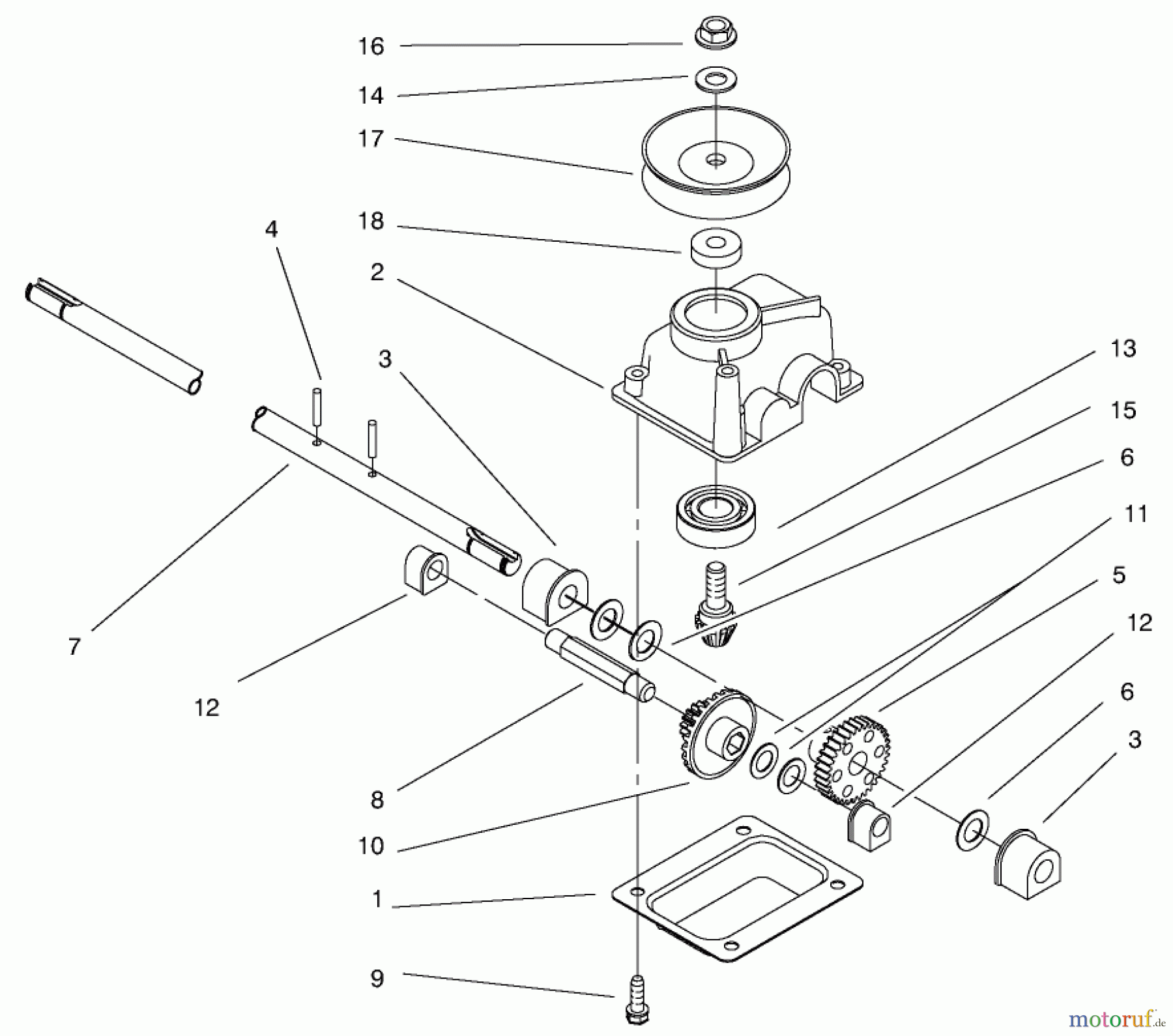  Toro Neu Mowers, Walk-Behind Seite 1 20023 (R-21SB) - Toro Recycler Mower, R-21SB, 2000 (200000001-200999999) GEAR CASE ASSEMBLY
