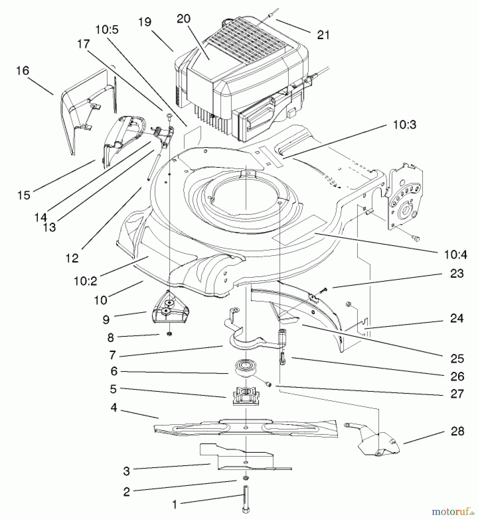 Toro Neu Mowers, Walk-Behind Seite 1 20025 - Toro Recycler Mower, 2001 (210000001-210999999) ENGINE ASSEMBLY