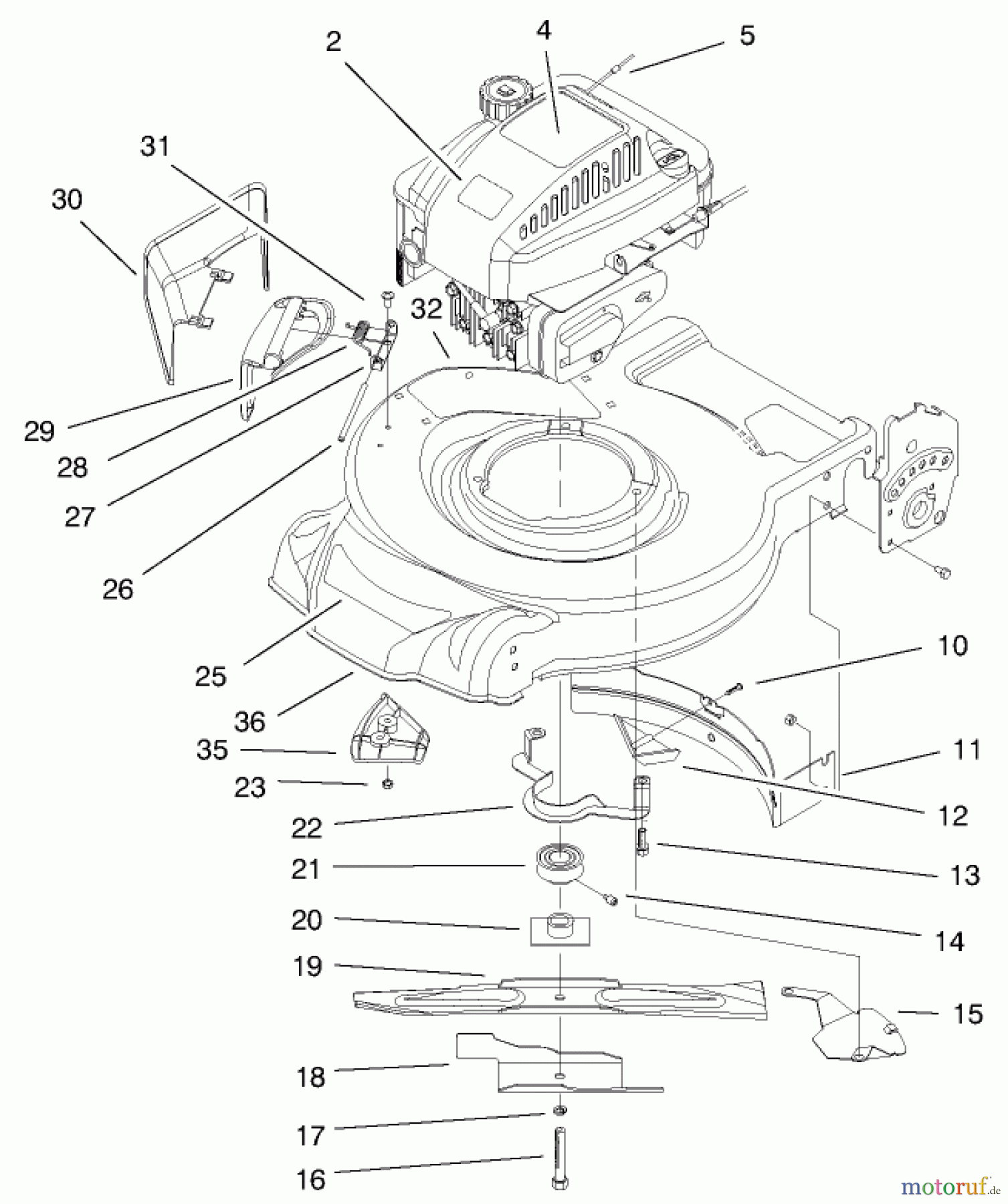 Toro Neu Mowers, Walk-Behind Seite 1 20027 (R-21OSB) - Toro Recycler Mower, R-21OSB, 2000 (200000001-200999999) ENGINE & BLADE ASSEMBLY