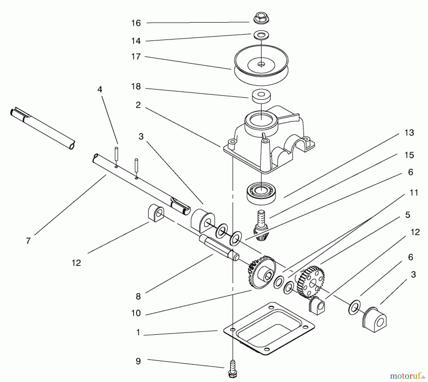 Toro Neu Mowers, Walk-Behind Seite 1 20027 (R-21OSB) - Toro Recycler Mower, R-21OSB, 2000 (200000001-200999999) GEAR CASE ASSEMBLY